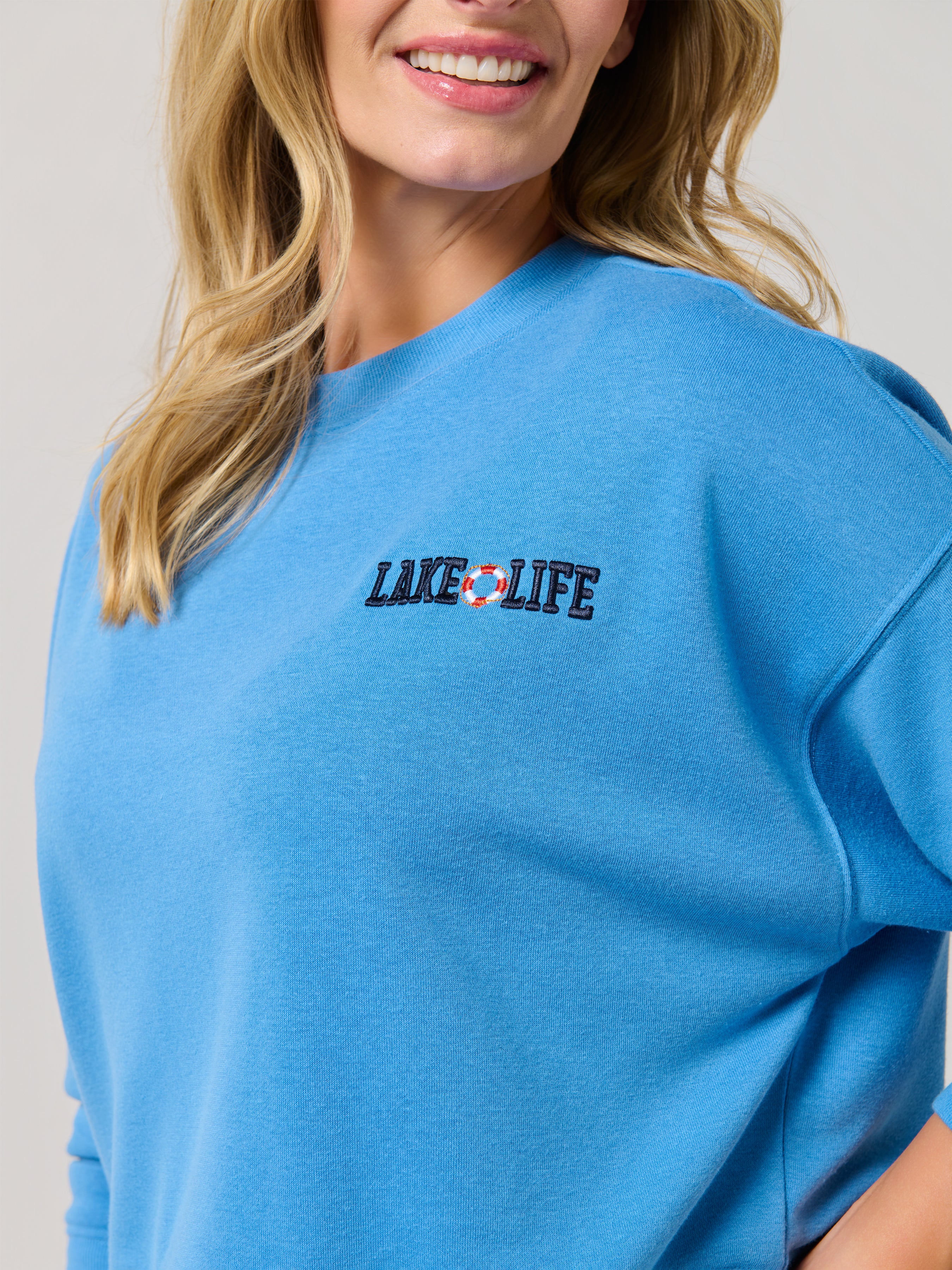 Shiraleah "Boat Docks and Flip Flops" Relaxed Sweatshirt, Blue SMALL