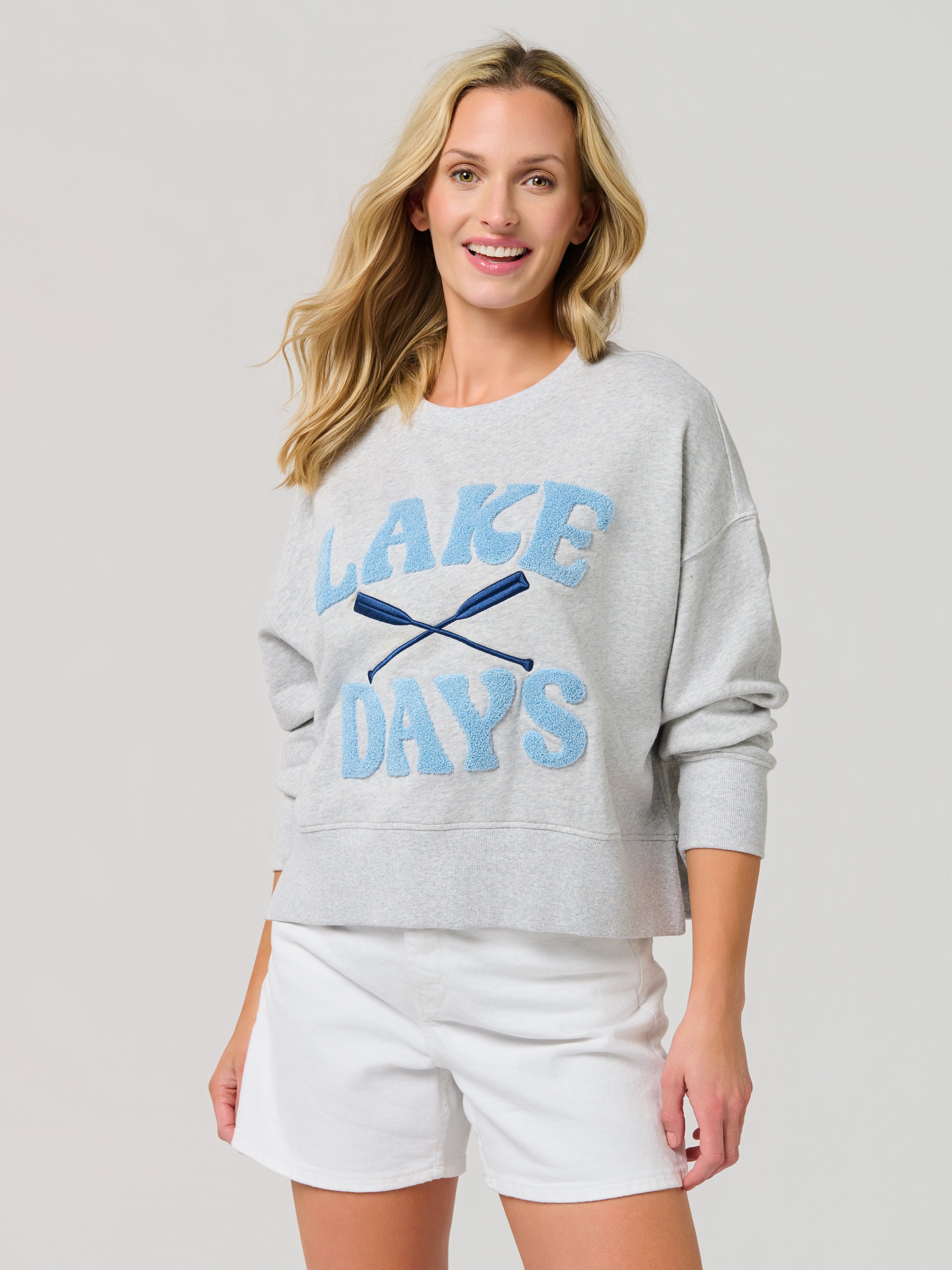 Shiraleah "Lake Days" Relaxed Sweatshirt, Grey SMALL