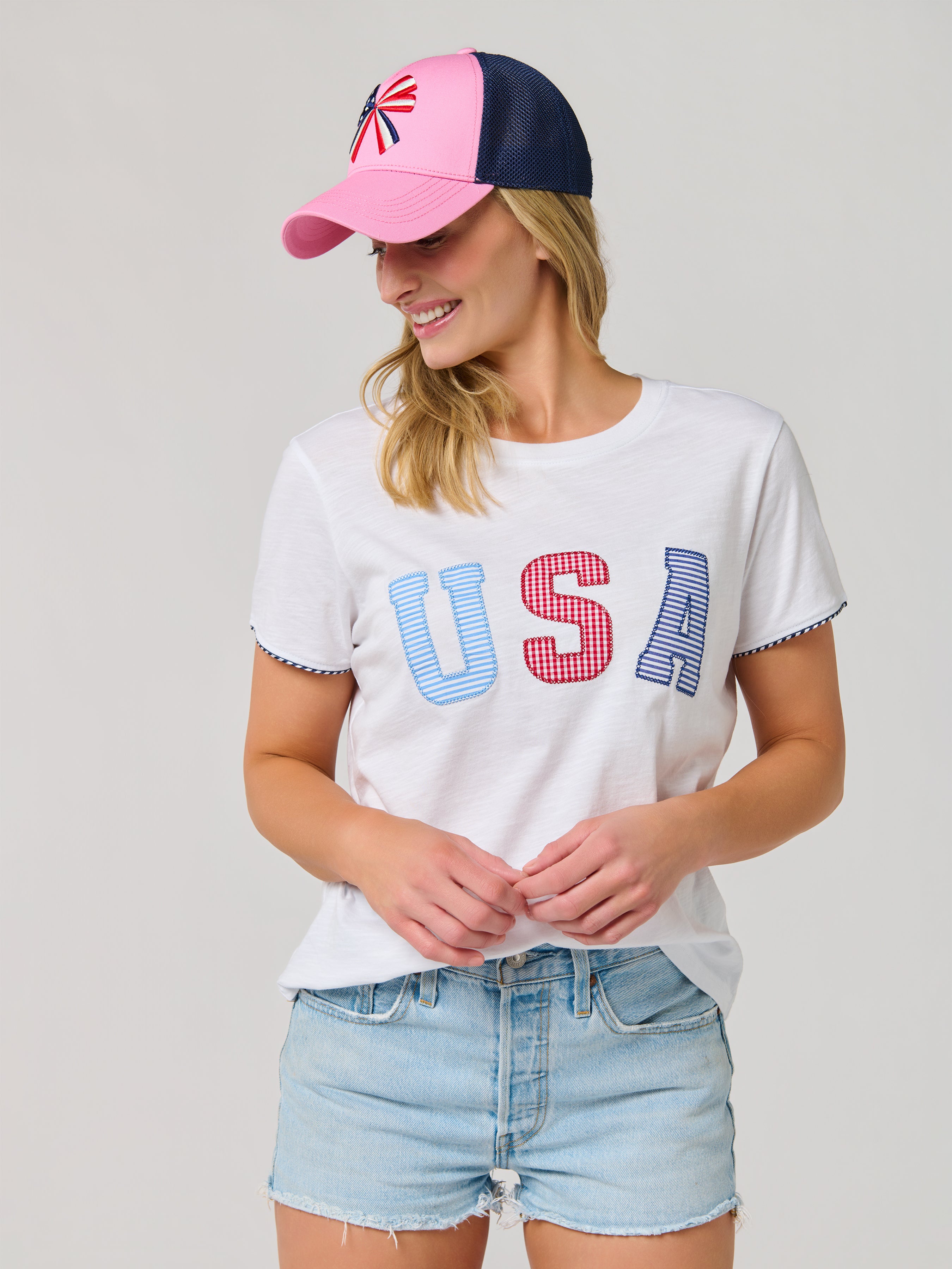 Shiraleah "USA" Relaxed Tee, White SMALL