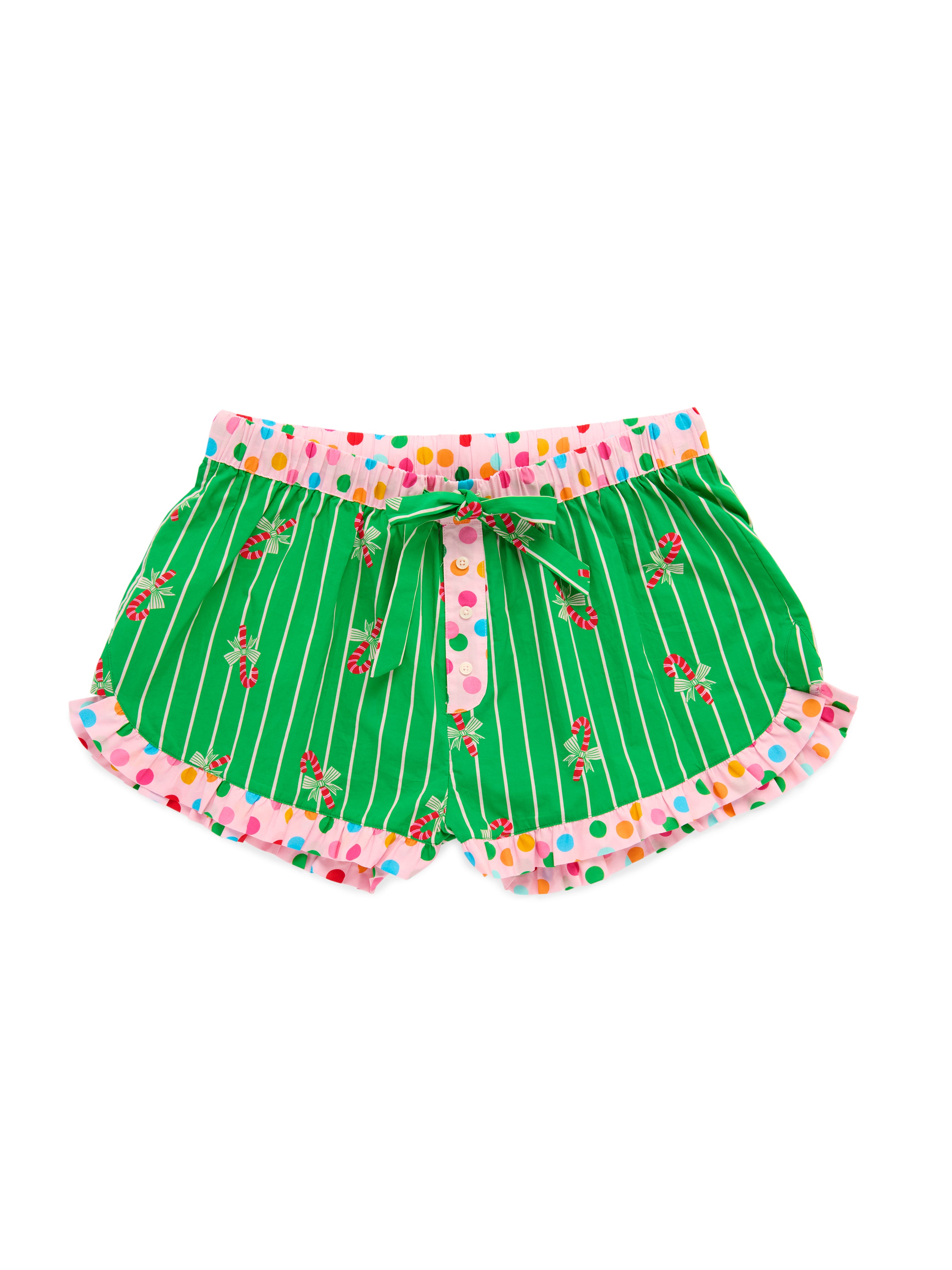 Shiraleah Candy Cane Boxer Short, Green GREEN / EXTRA SMALL