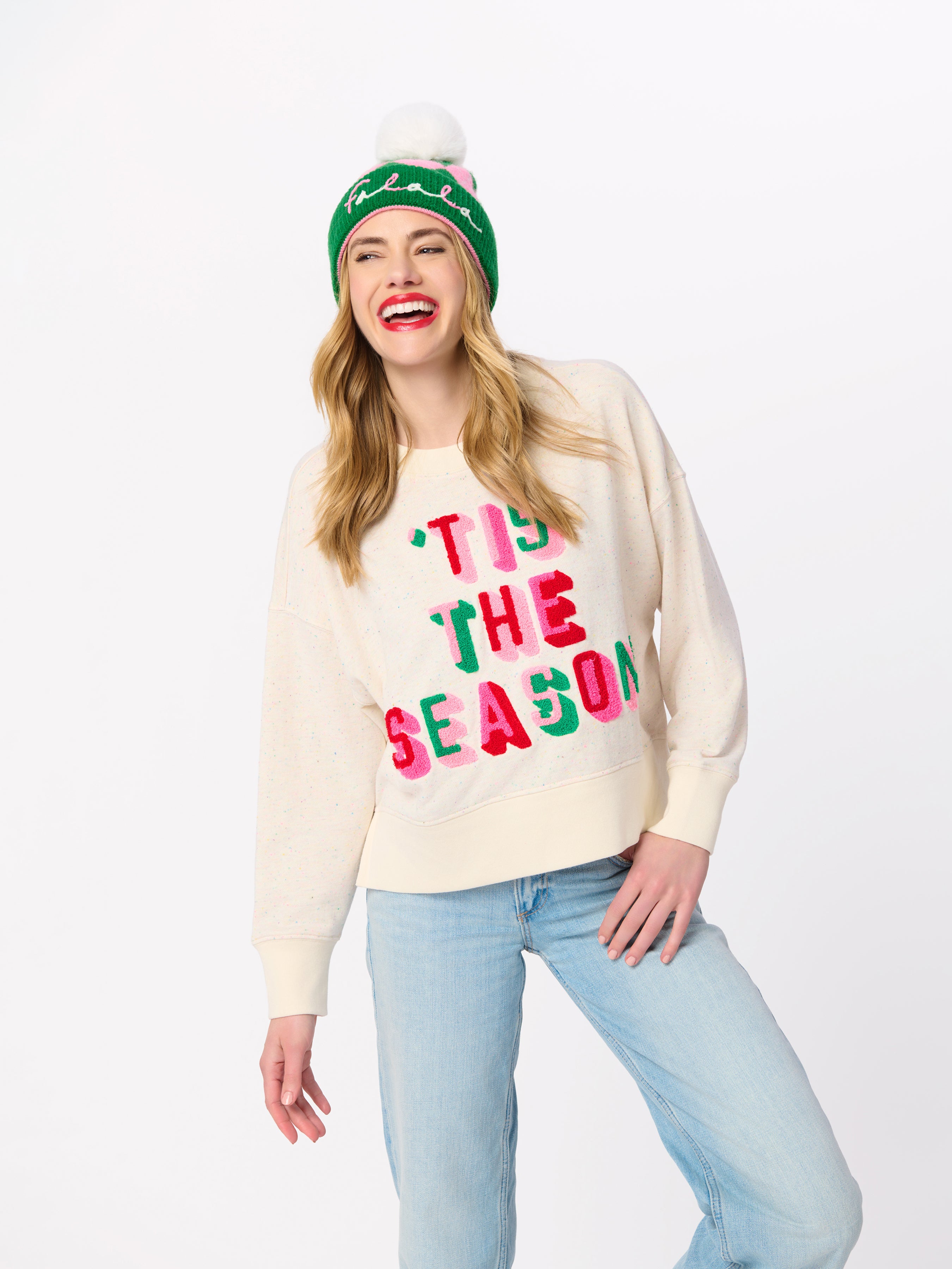 Shiraleah "Tis The Season" Relaxed Sweatshirt, Cream CREAM / EXTRA SMALL