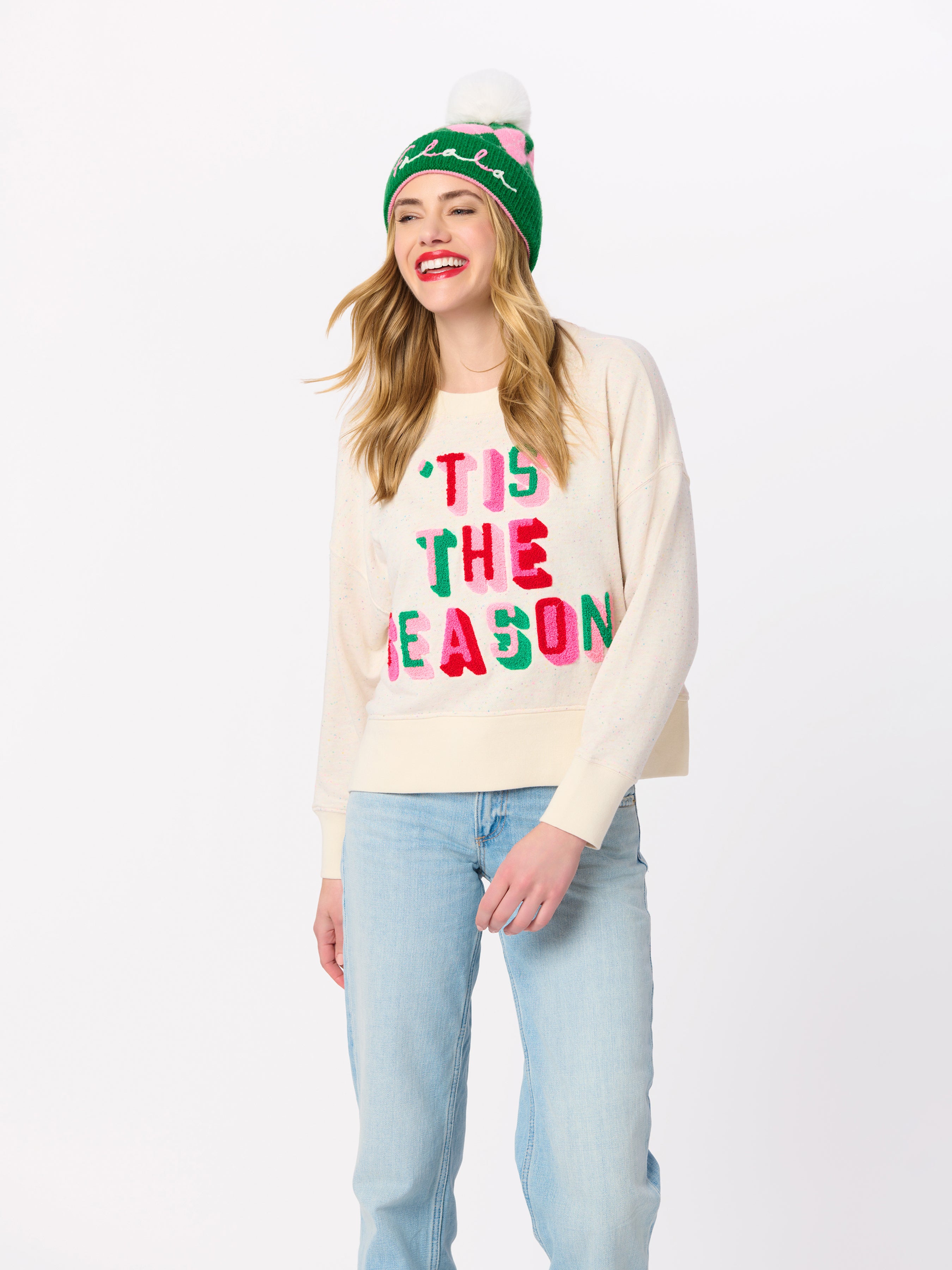 Shiraleah "Tis The Season" Relaxed Sweatshirt, Cream CREAM / EXTRA SMALL