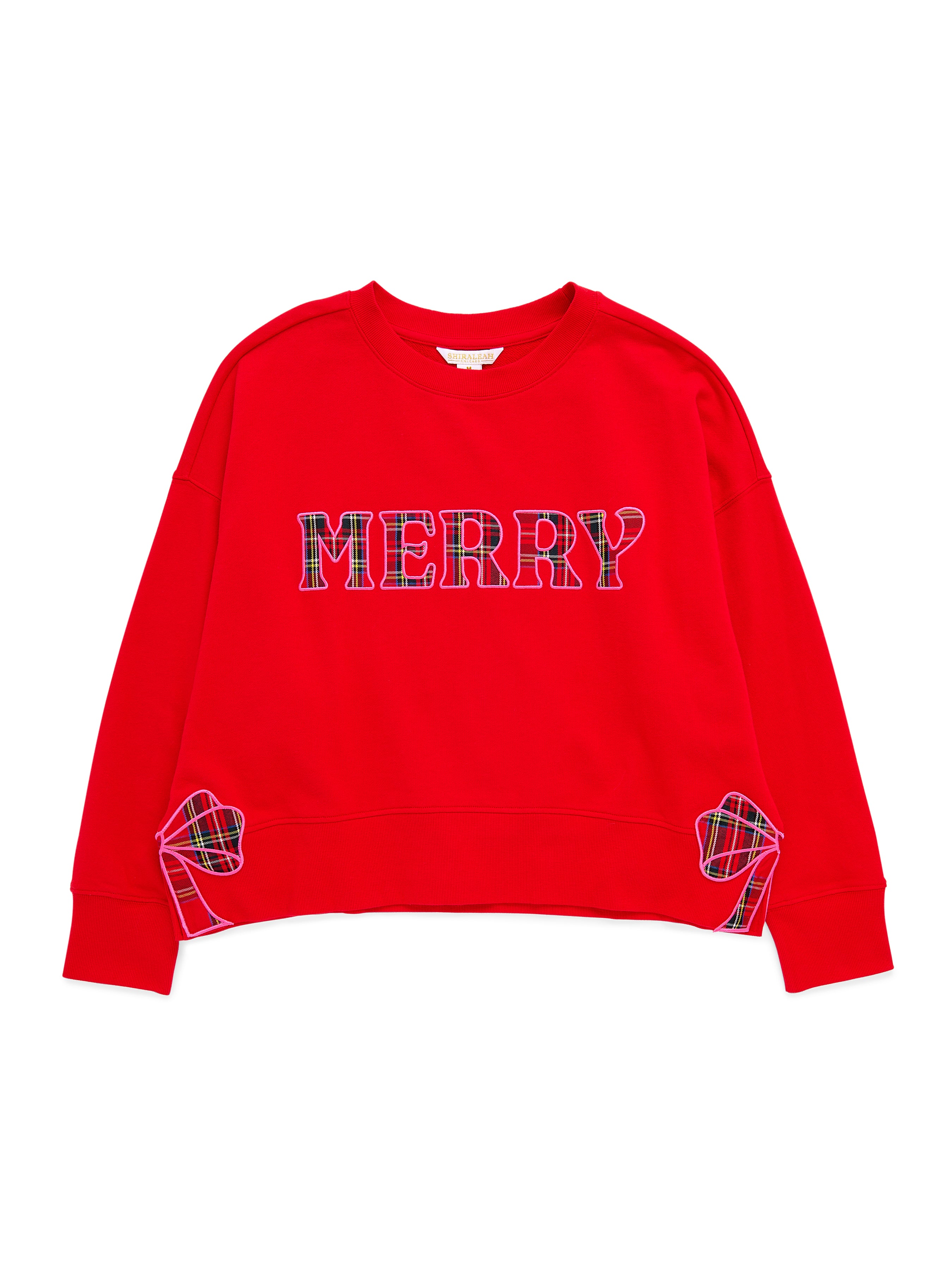 Shiraleah Plaid "Merry" Relaxed Sweatshirt, Red RED / EXTRA SMALL