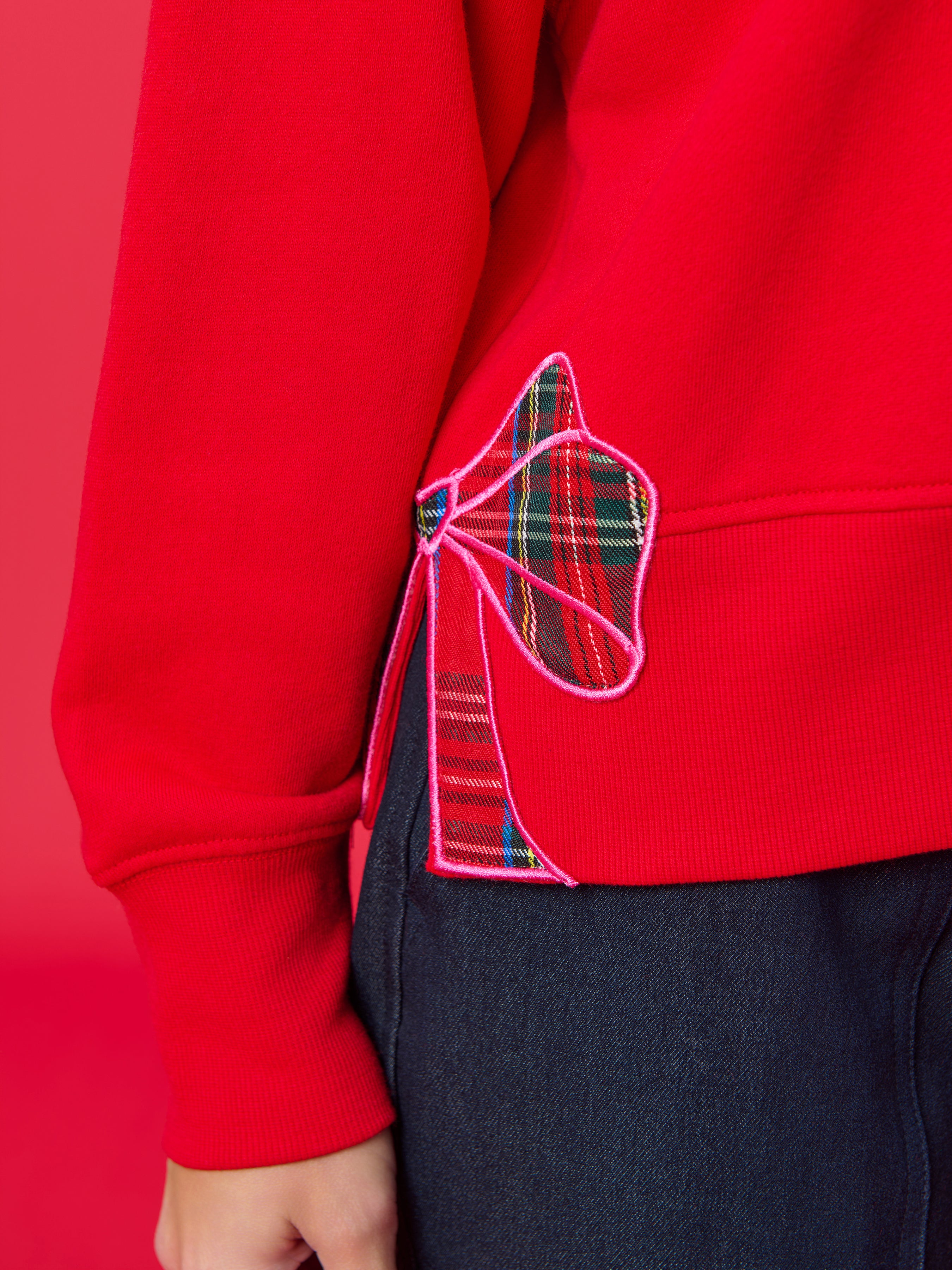Shiraleah Plaid "Merry" Relaxed Sweatshirt, Red RED / EXTRA SMALL
