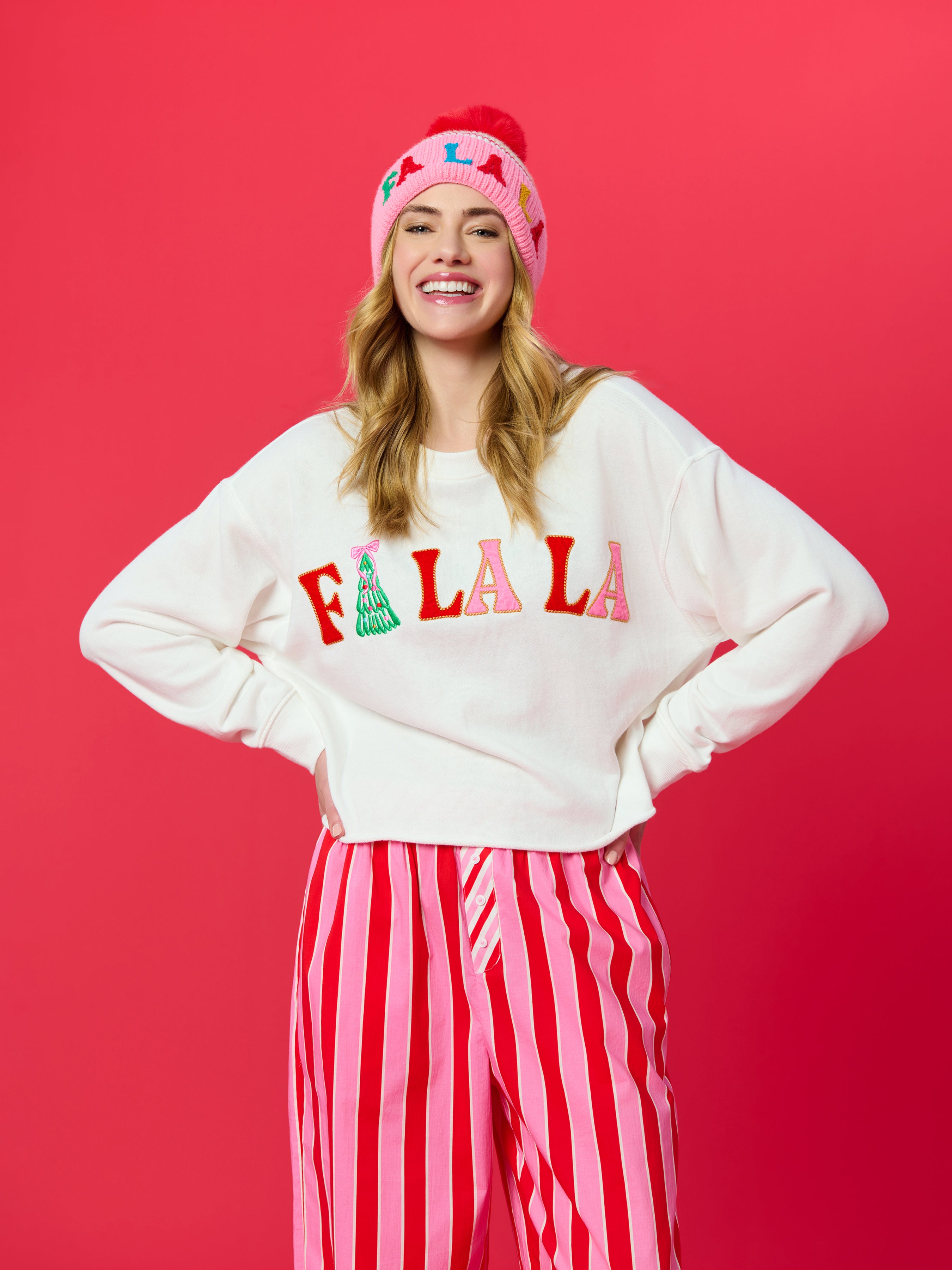 Shiraleah "Fa La La" Lounge Sweatshirt, White WHITE / EXTRA SMALL