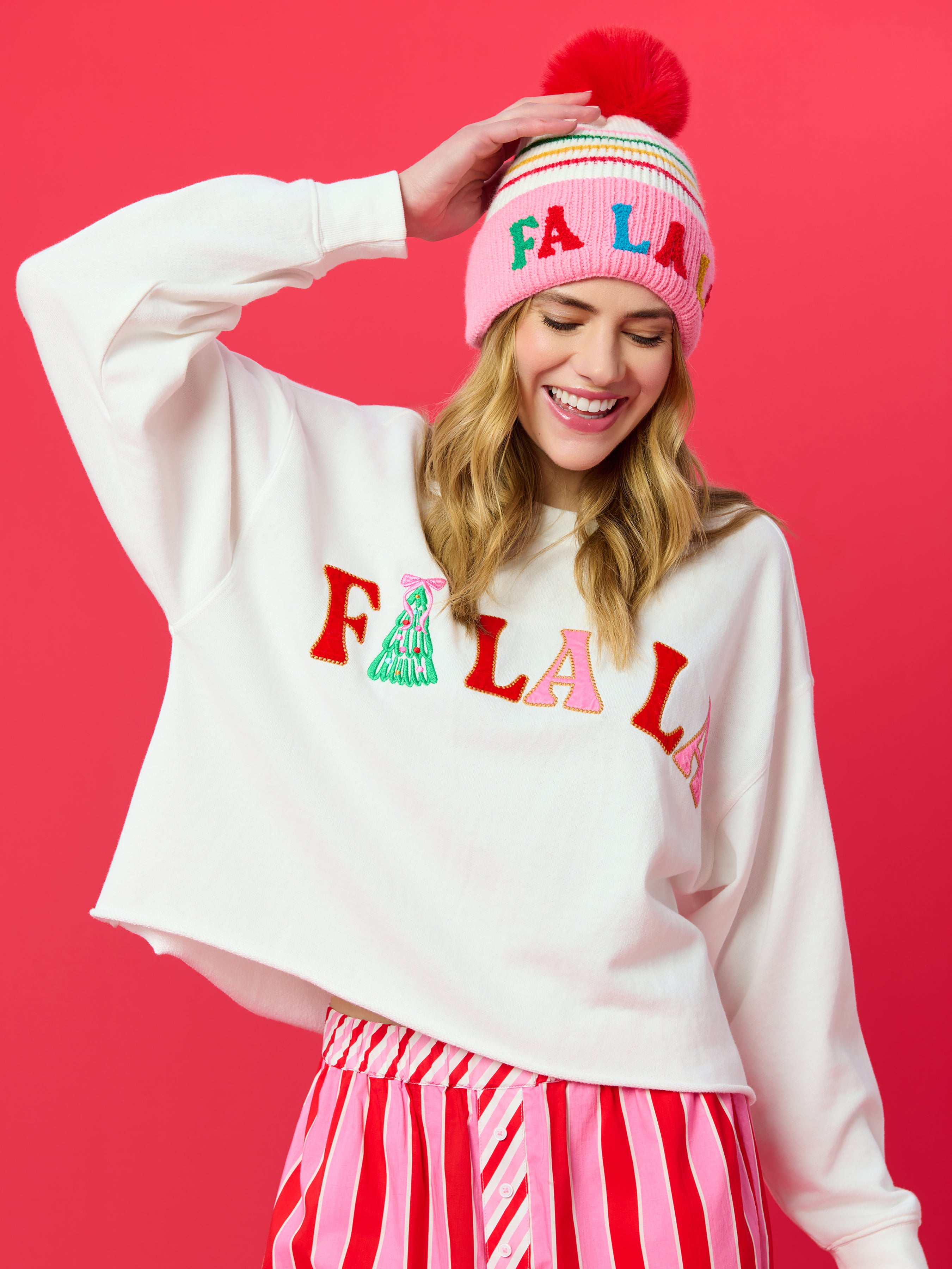 Shiraleah "Fa La La" Lounge Sweatshirt, White WHITE / EXTRA SMALL