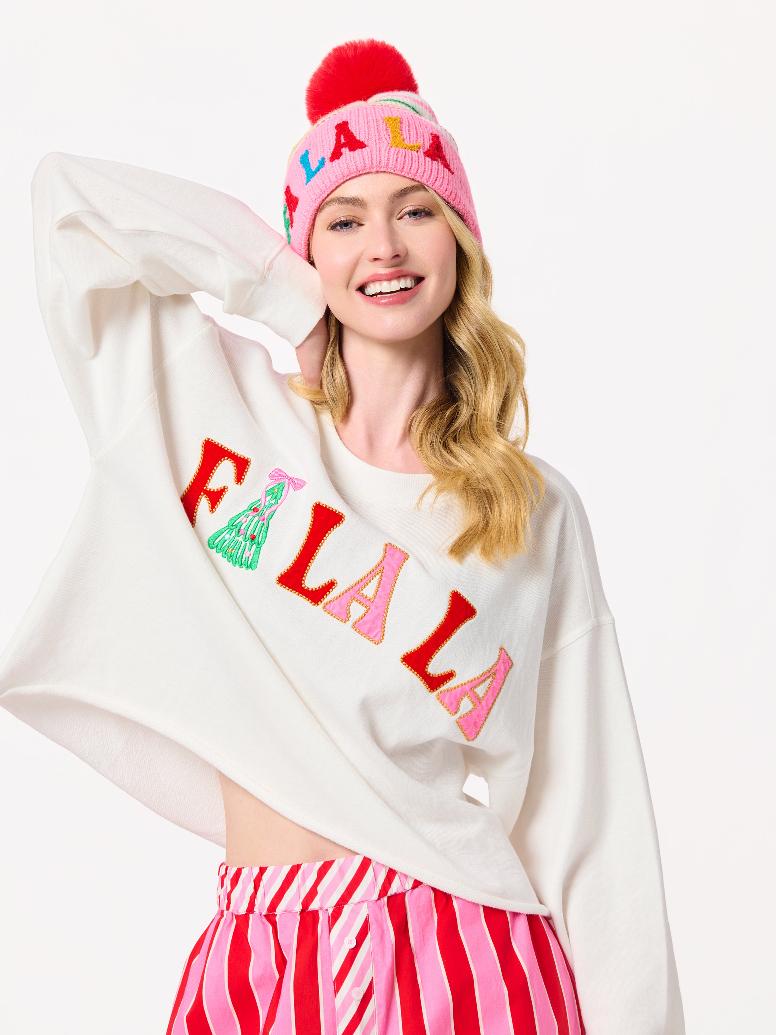Shiraleah "Fa La La" Lounge Sweatshirt, White WHITE / EXTRA SMALL