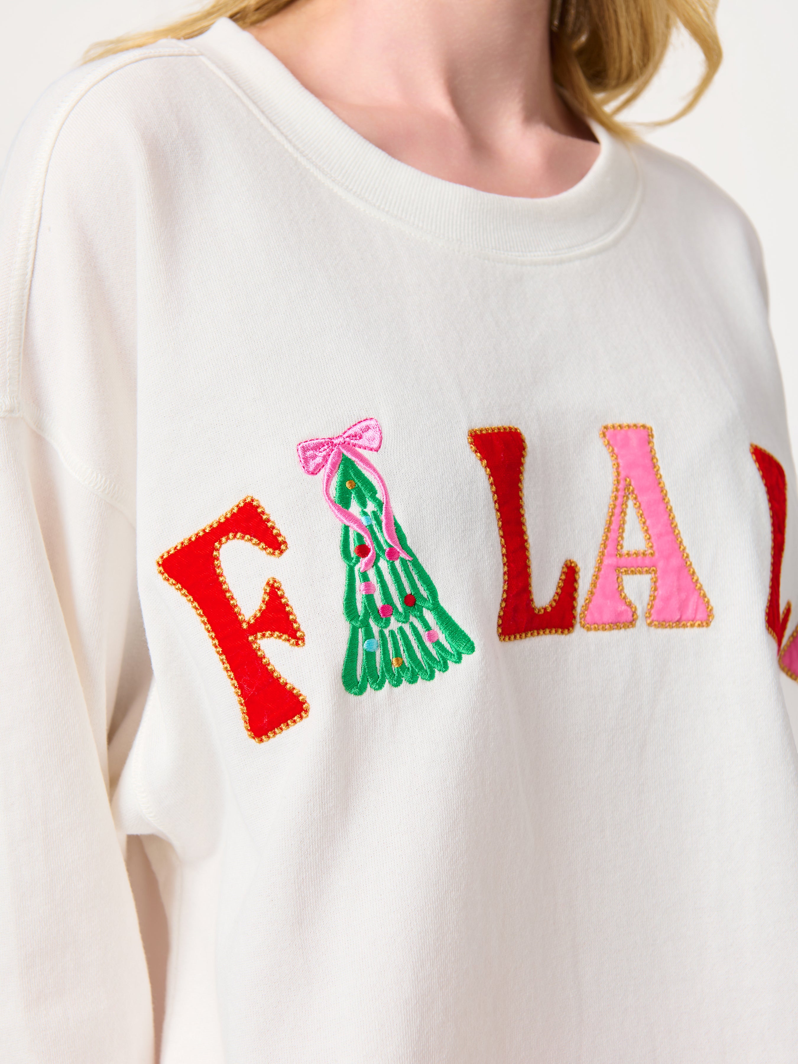 Shiraleah "Fa La La" Lounge Sweatshirt, White WHITE / EXTRA SMALL