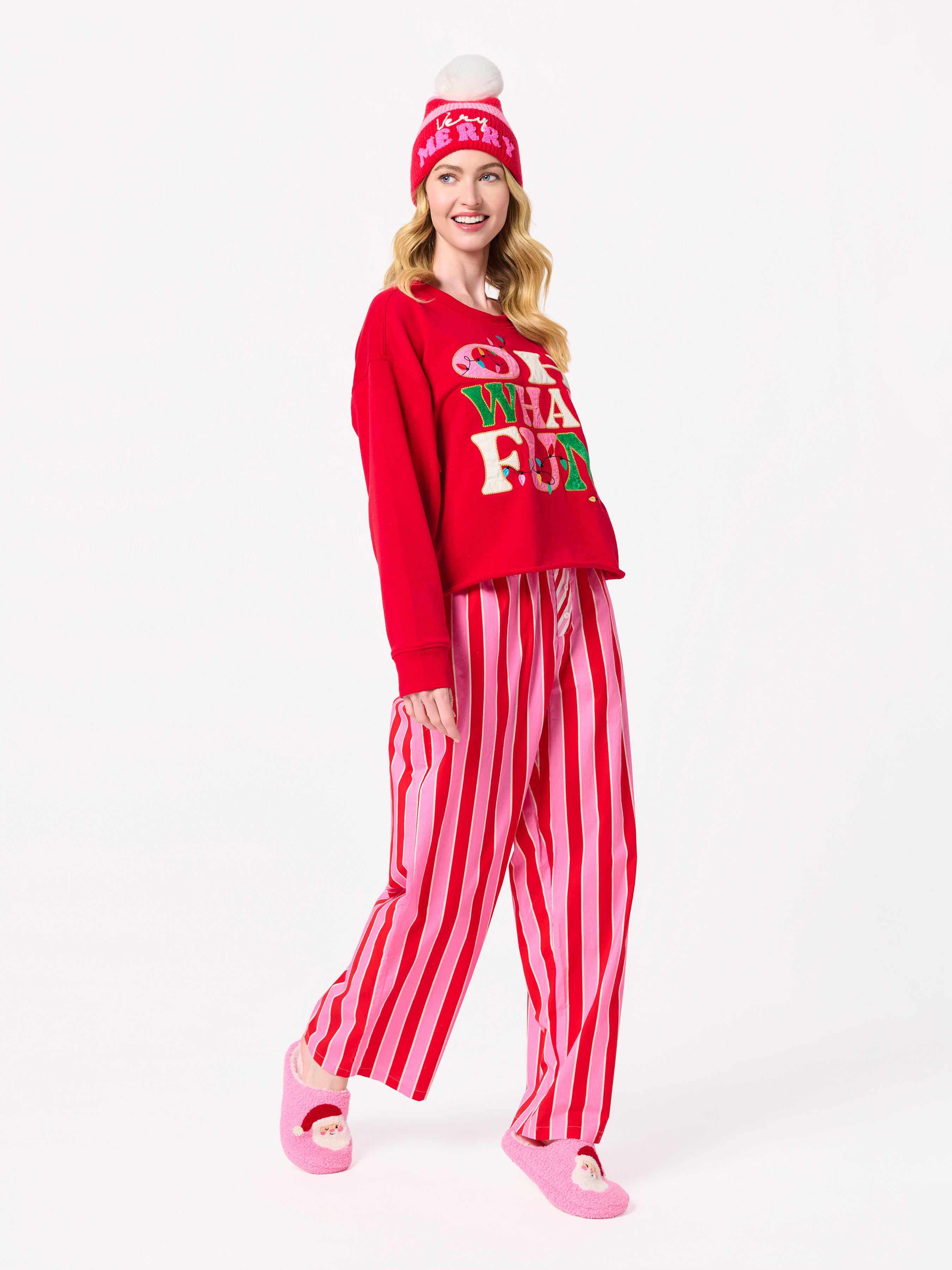 Shiraleah "Oh What Fun" Lounge Sweatshirt, Red RED / EXTRA SMALL