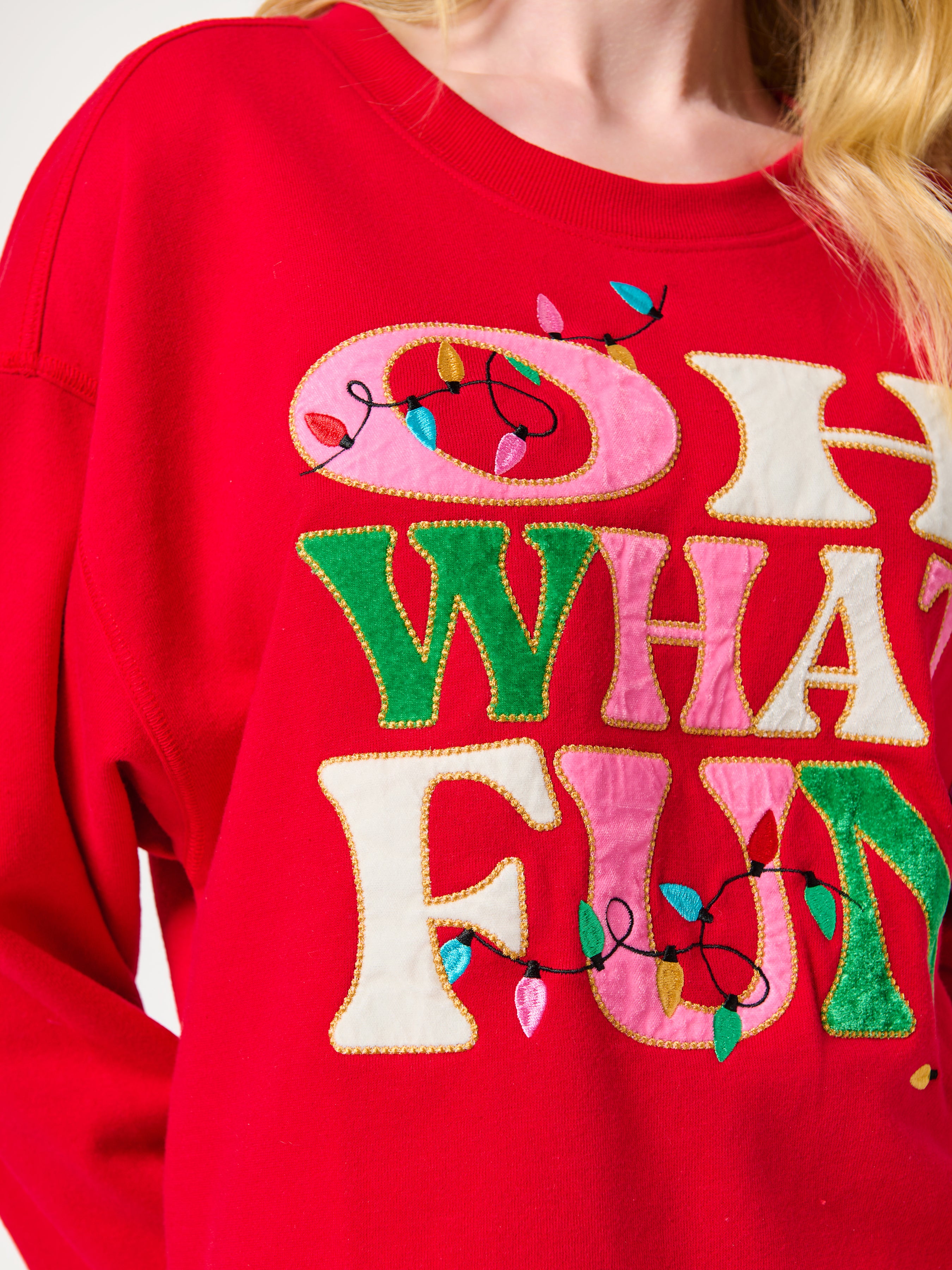 Shiraleah "Oh What Fun" Lounge Sweatshirt, Red RED / EXTRA SMALL