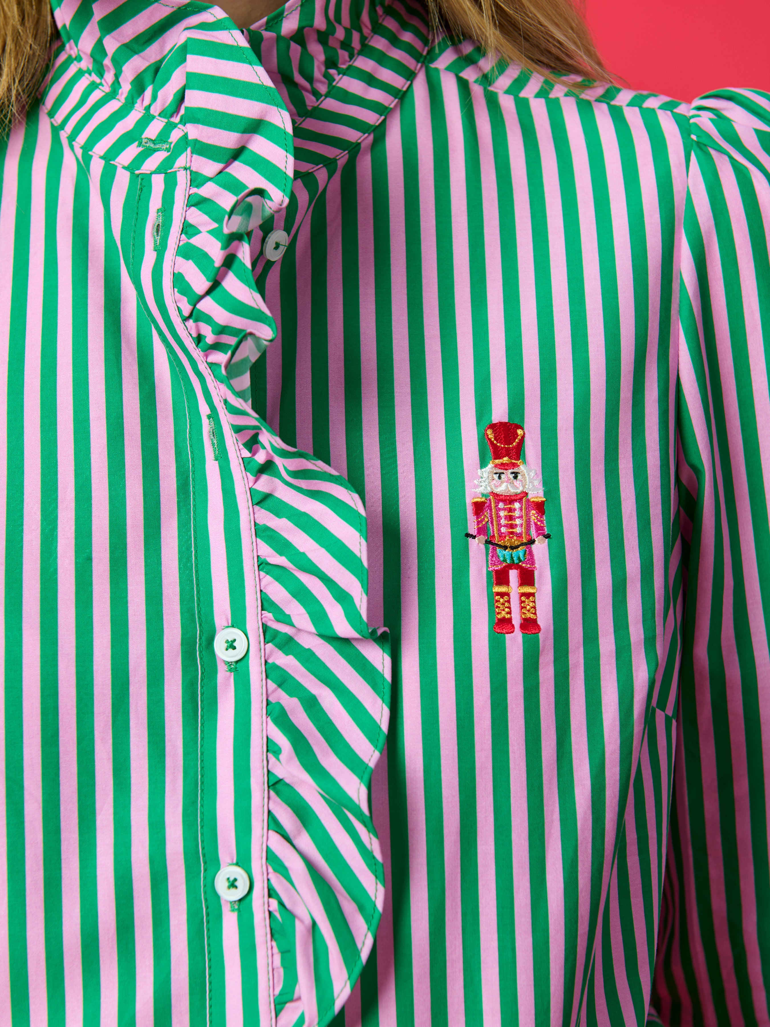 Shiraleah Nutcracker Ruffle Blouse, Green GREEN / EXTRA SMALL