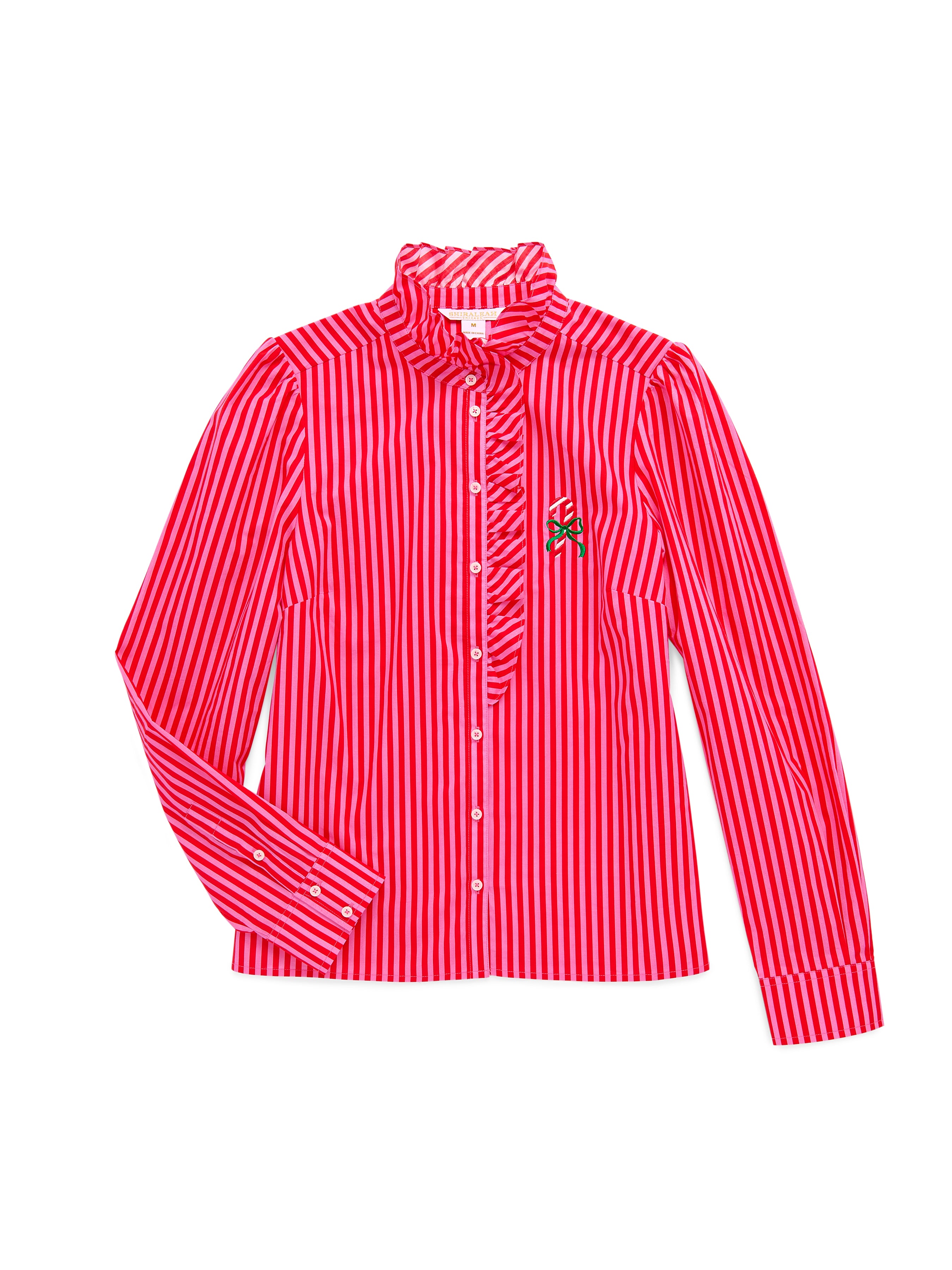Shiraleah Candy Cane Ruffle Blouse, Red RED / EXTRA SMALL