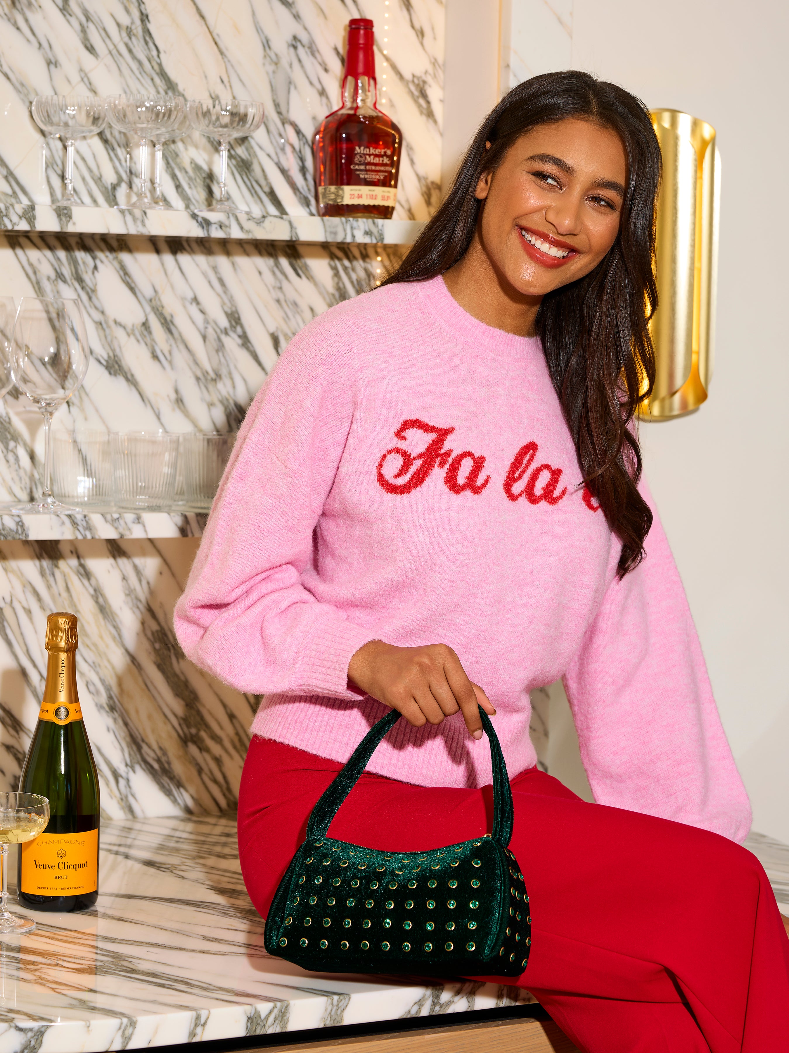 Shiraleah "Fa La La" Sweater, Bubblegum
