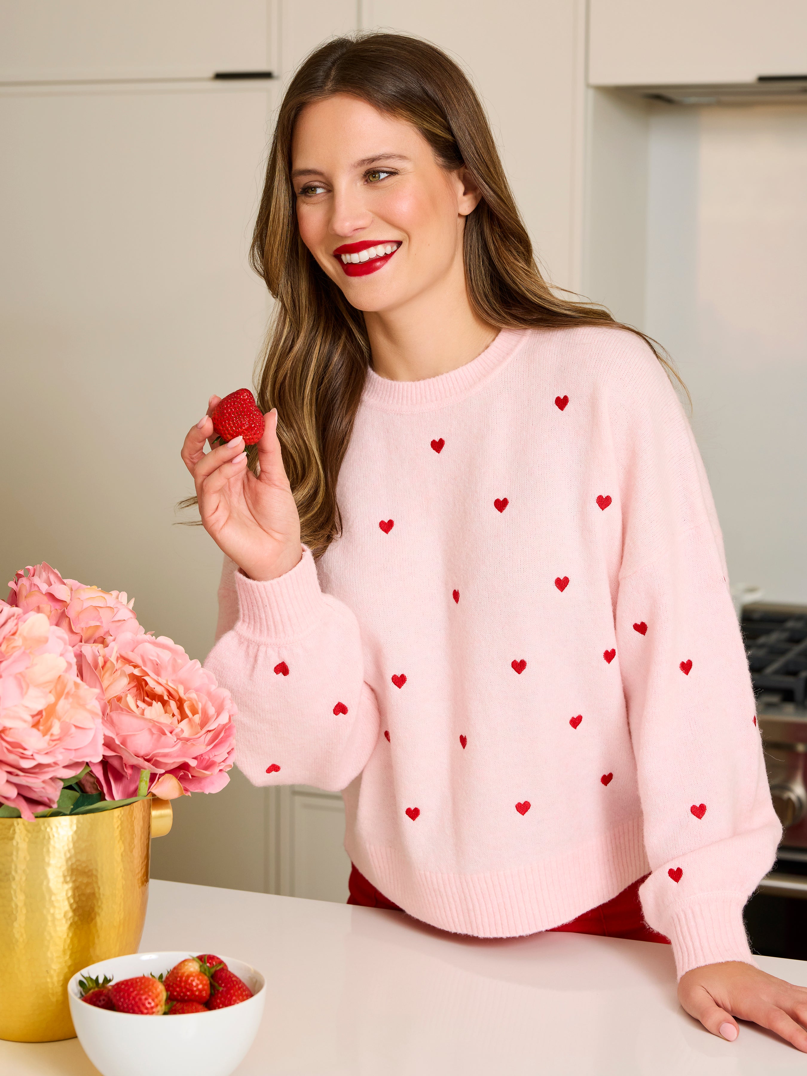 Shiraleah Hearts Sweater, Blush