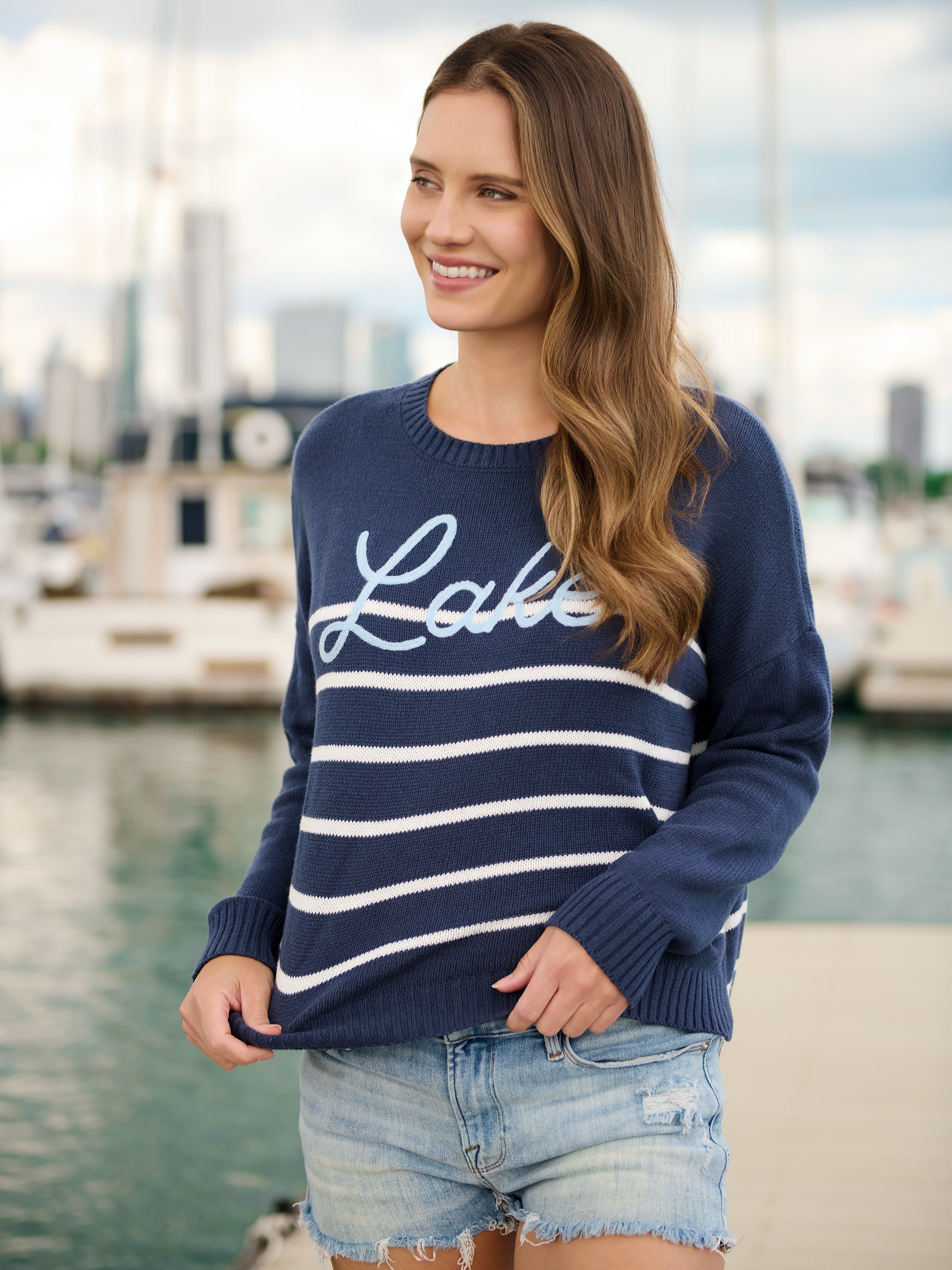 Shiraleah "Lake" Relaxed Fit Sweater, Navy SMALL