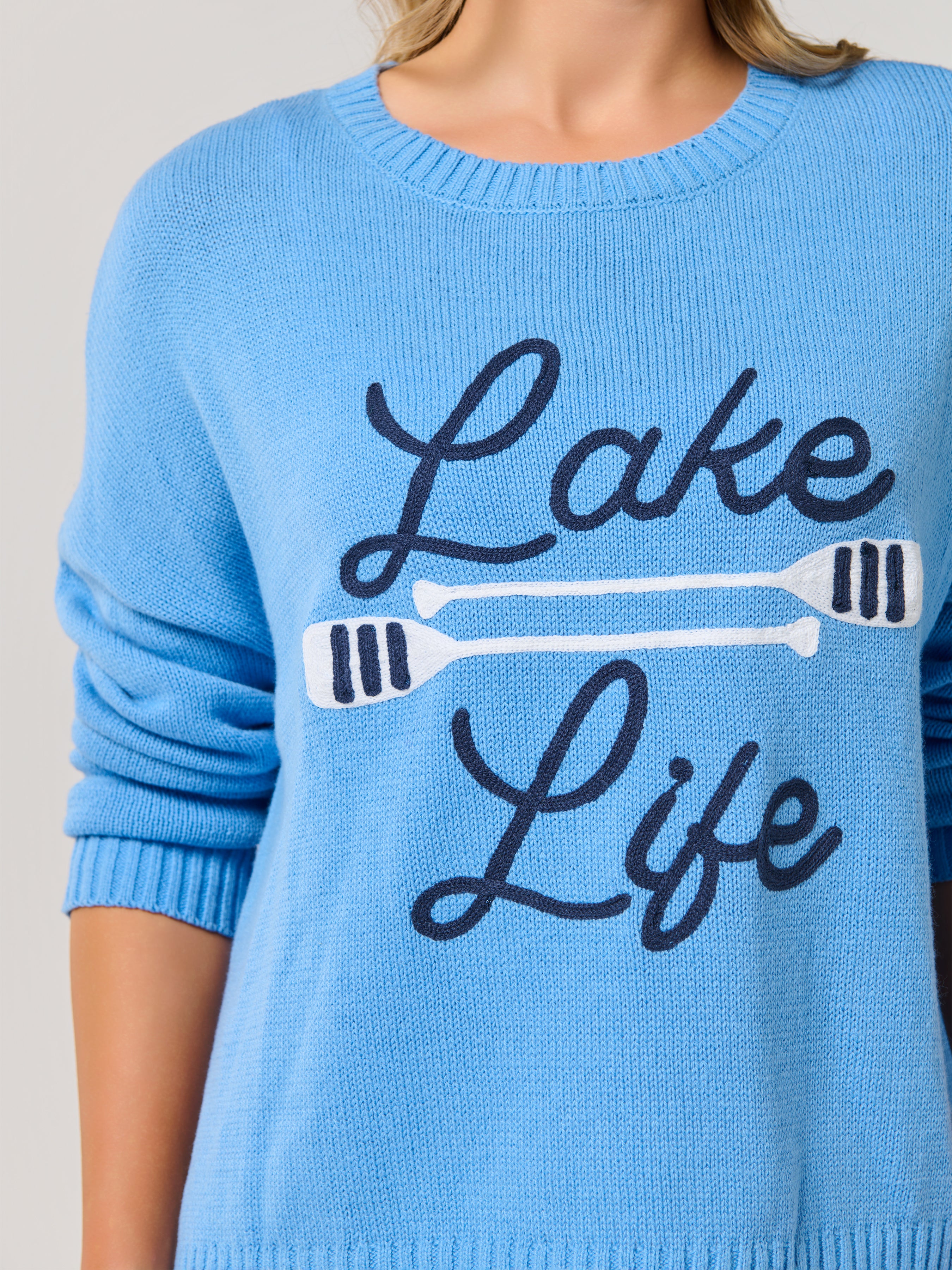 Shiraleah "Lake Life" Relaxed Fit Sweater, Blue SMALL