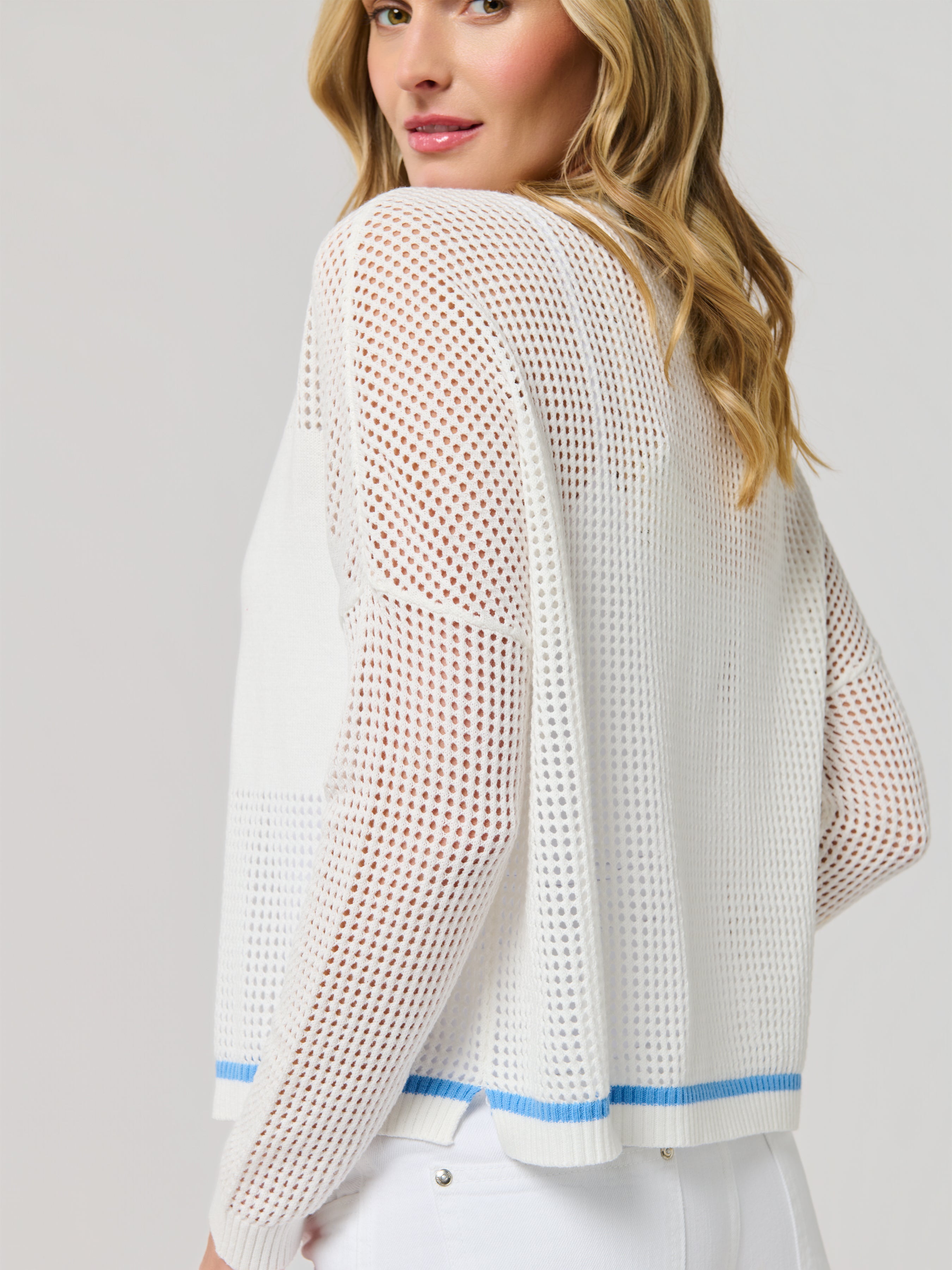 Shiraleah Anchor Mesh Sweater, White SMALL