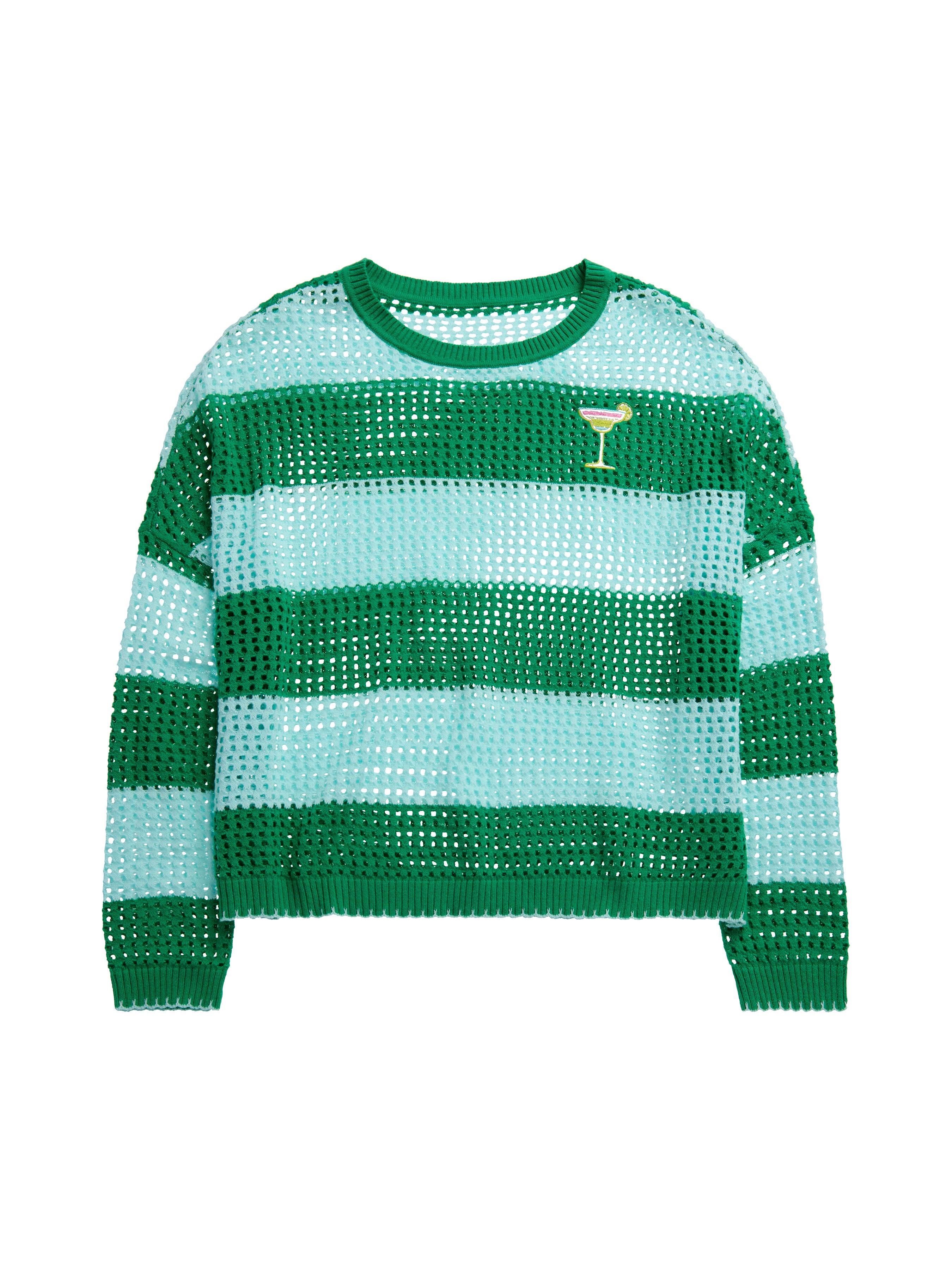 Shiraleah Margarita Striped Mesh Sweater, Green SMALL