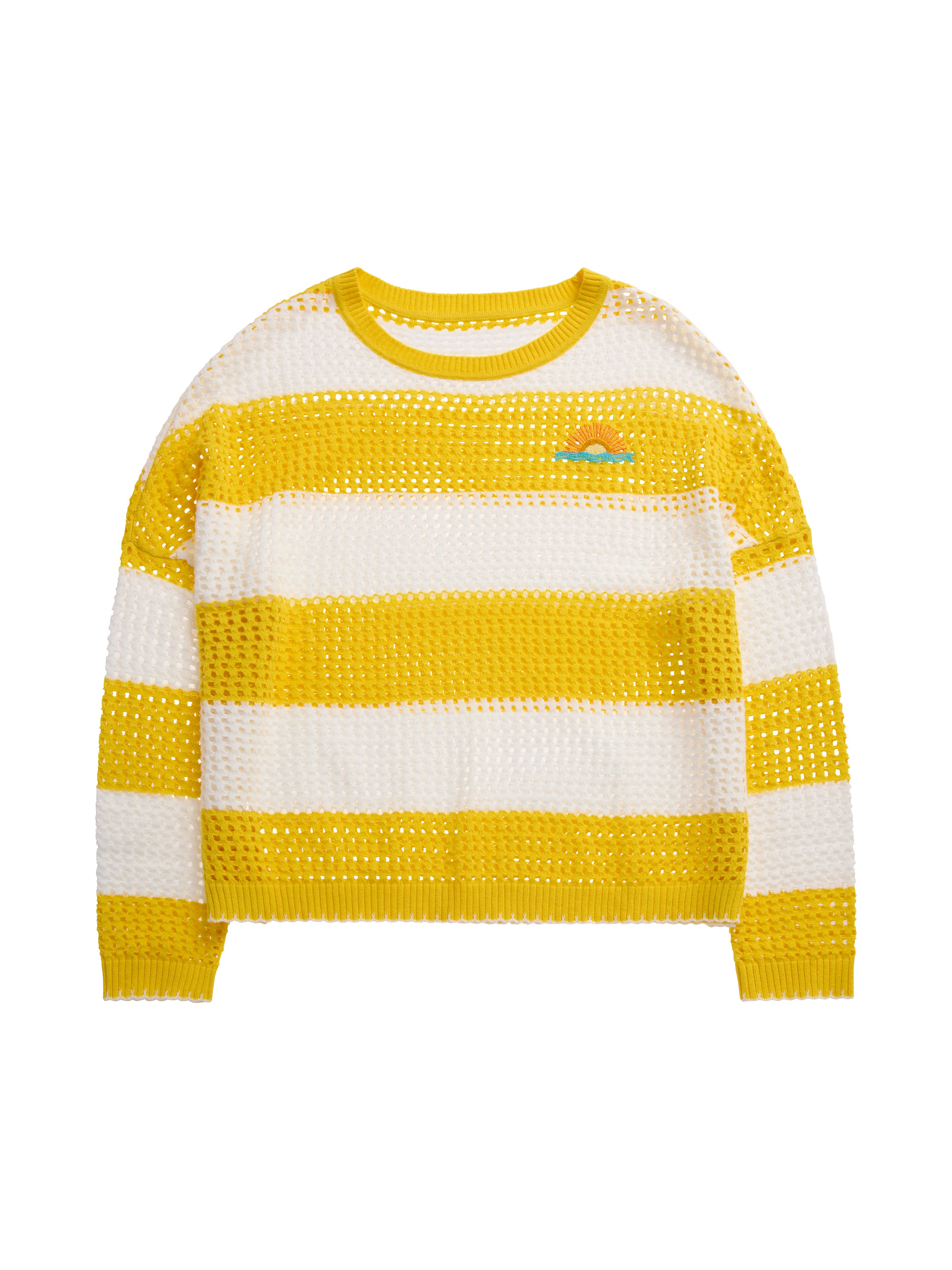 Shiraleah Assorted Set of 7 Sunrise Striped Mesh Sweaters, Yellow set of 7