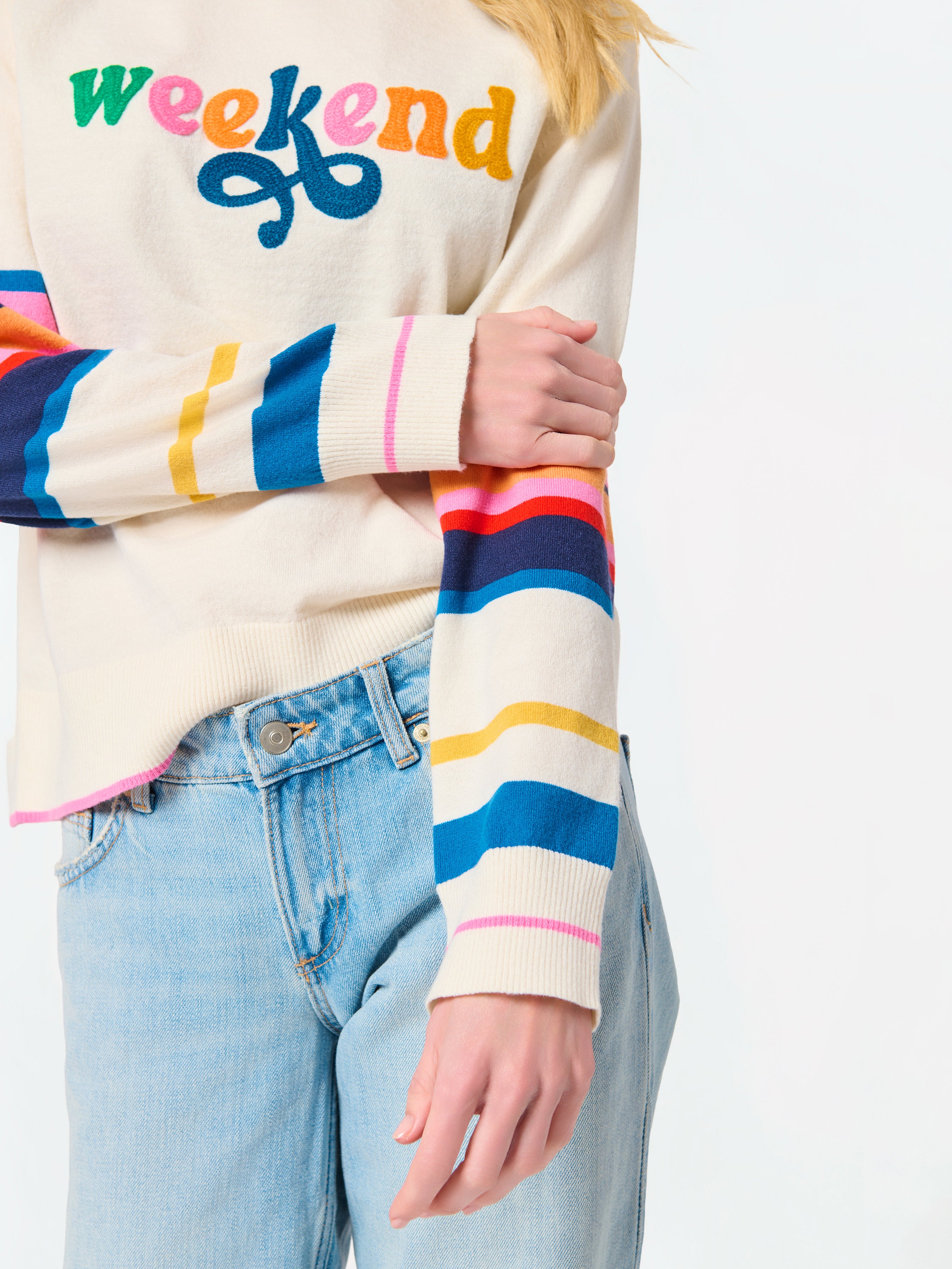 Shiraleah "Weekend" Lightweight Boxy Sweater, Ivory IVORY / EXTRA SMALL