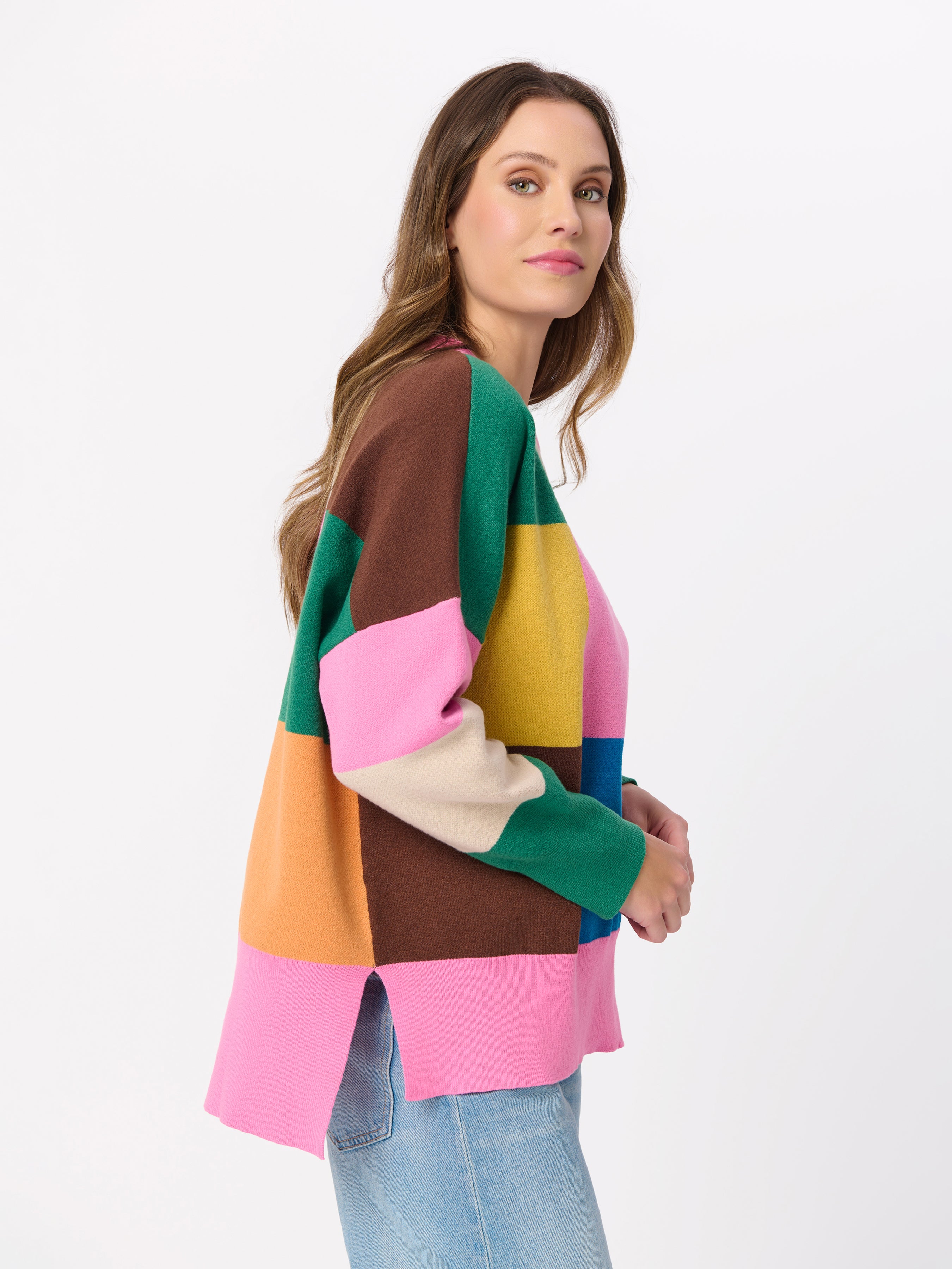 Shiraleah Color Block Loose Fit Sweater, Multi MULTI / EXTRA SMALL