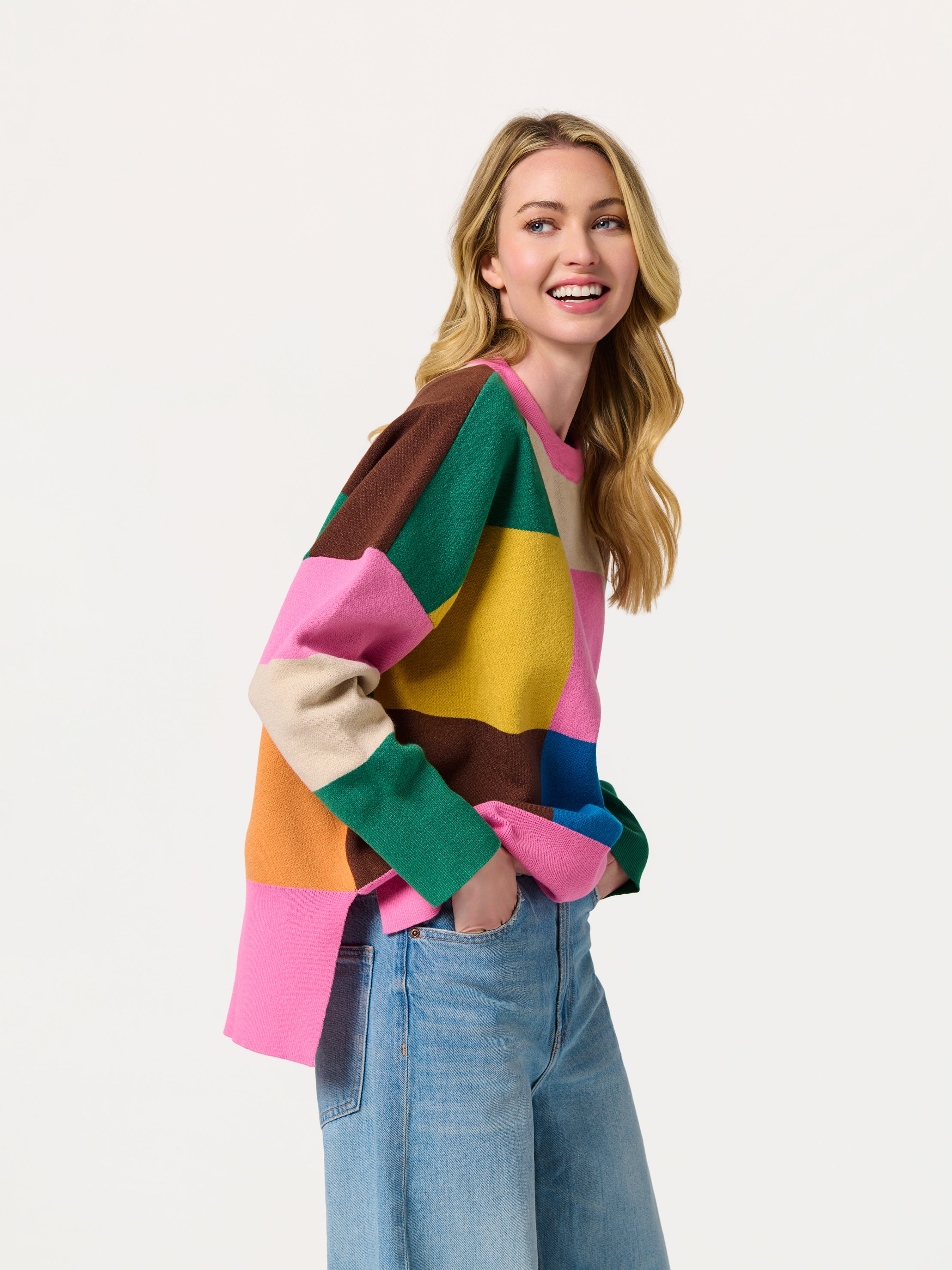 Shiraleah Color Block Loose Fit Sweater, Multi MULTI / EXTRA SMALL