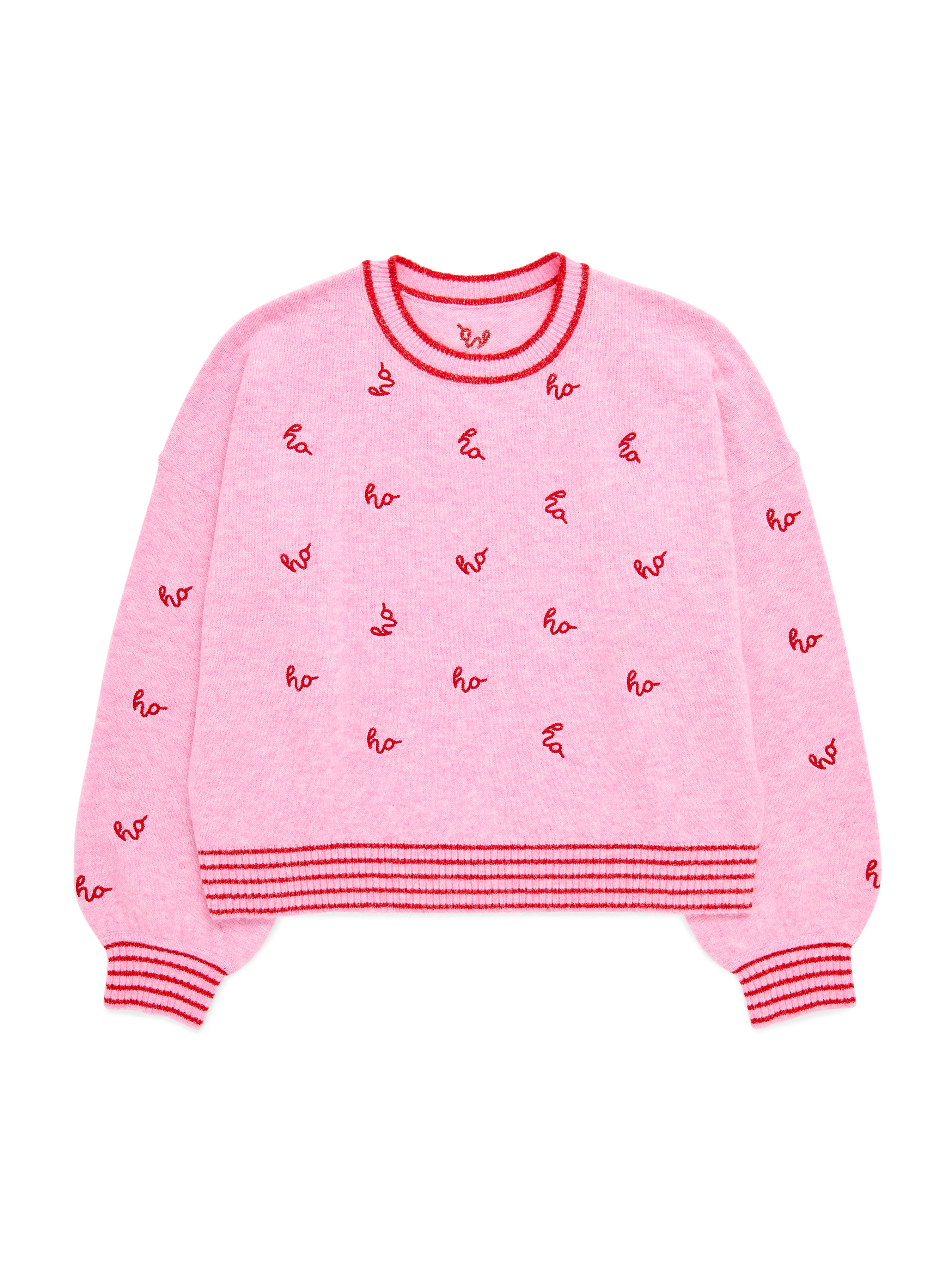 Shiraleah "Ho Ho Ho" Relaxed Sweater, Blush BLUSH / EXTRA SMALL