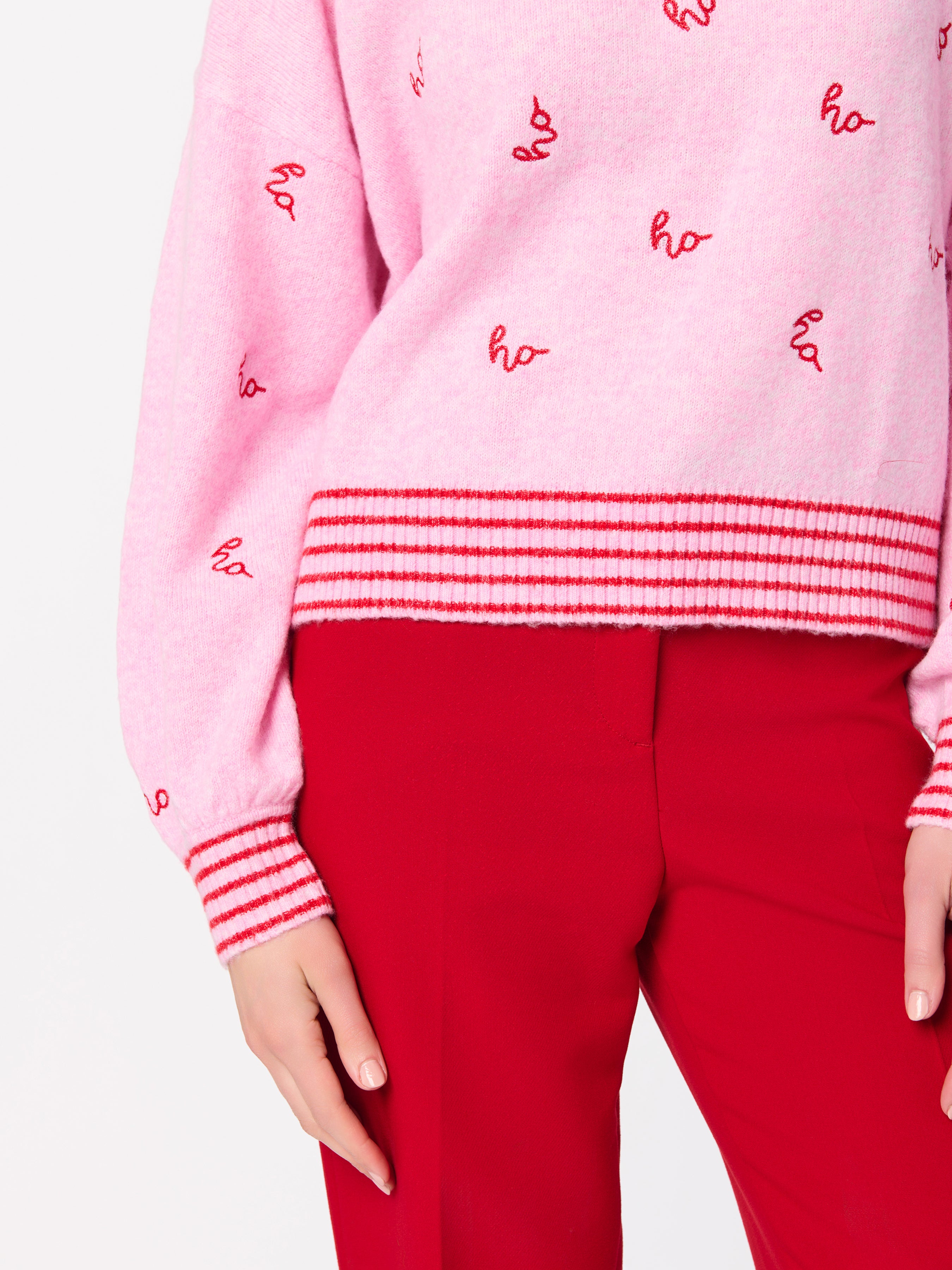Shiraleah "Ho Ho Ho" Relaxed Sweater, Blush BLUSH / EXTRA SMALL