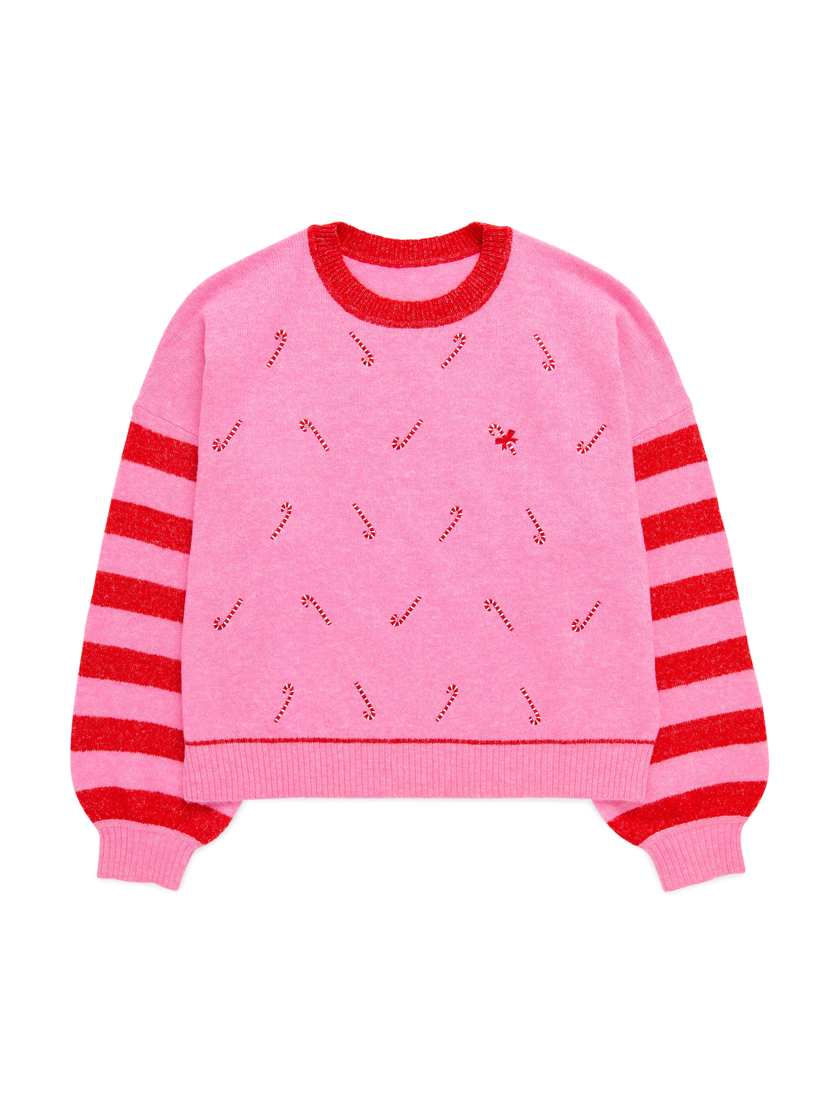 Shiraleah Candy Cane Relaxed Sweater, Pink PINK / EXTRA SMALL