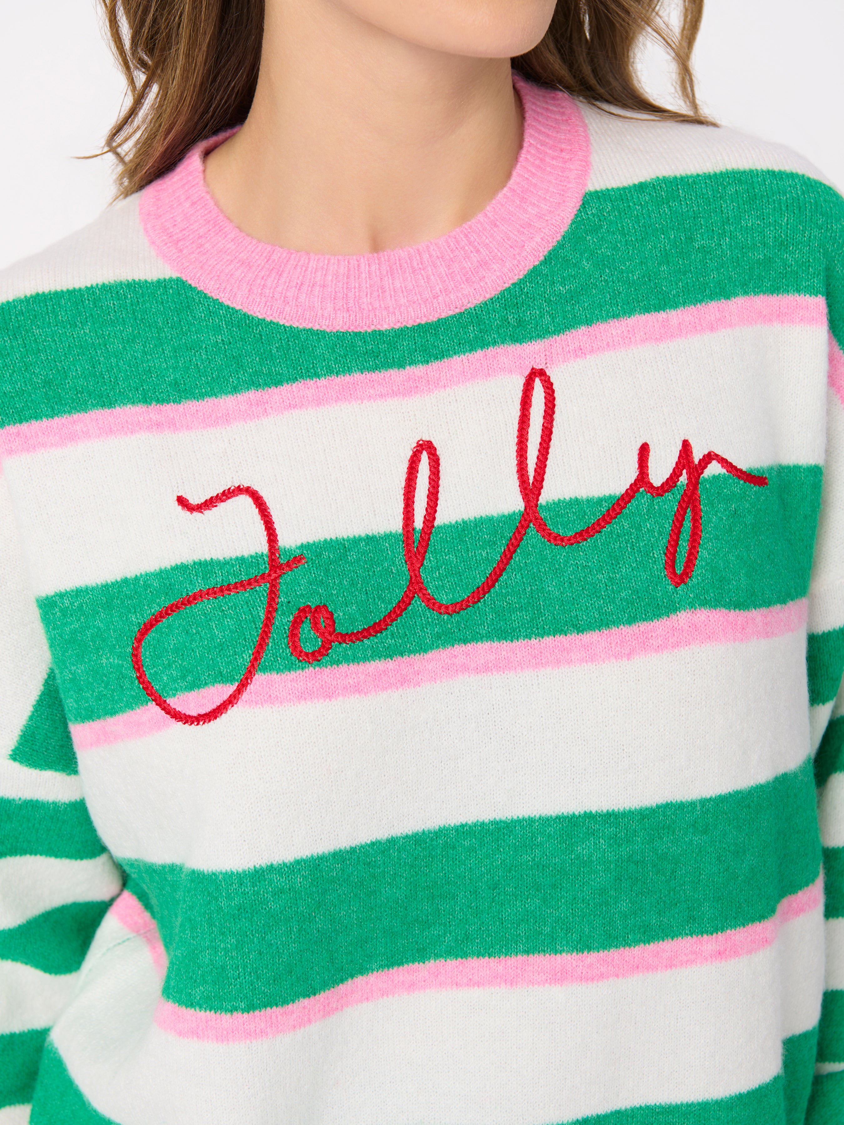 Shiraleah "Jolly" Stripe Relaxed Sweater, Green GREEN / EXTRA SMALL