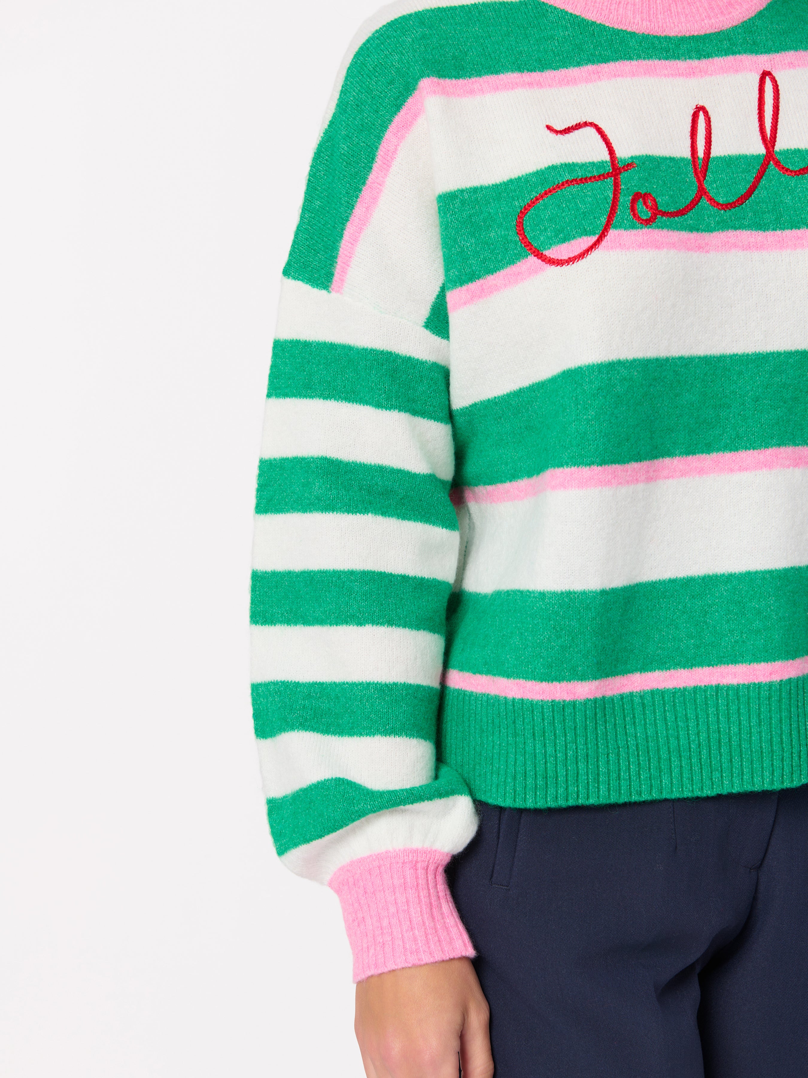 Shiraleah "Jolly" Stripe Relaxed Sweater, Green GREEN / EXTRA SMALL