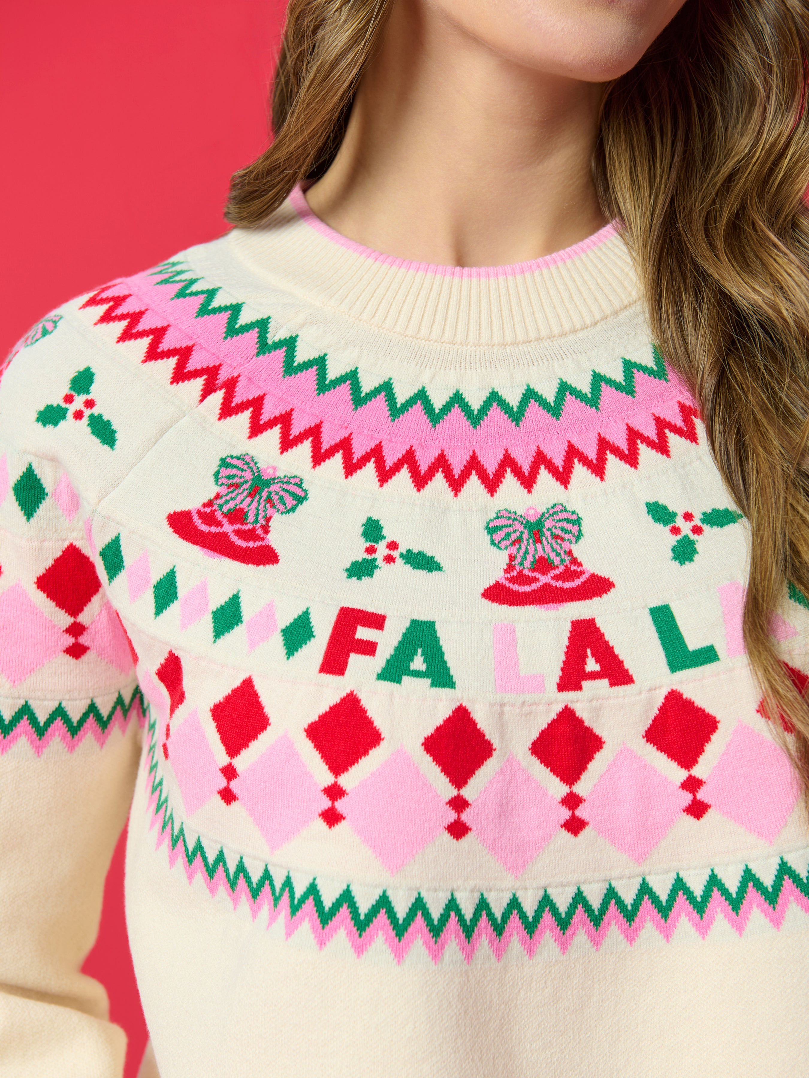Shiraleah Fair Isle Double Knit Boxy Sweater, Ivory IVORY / EXTRA SMALL