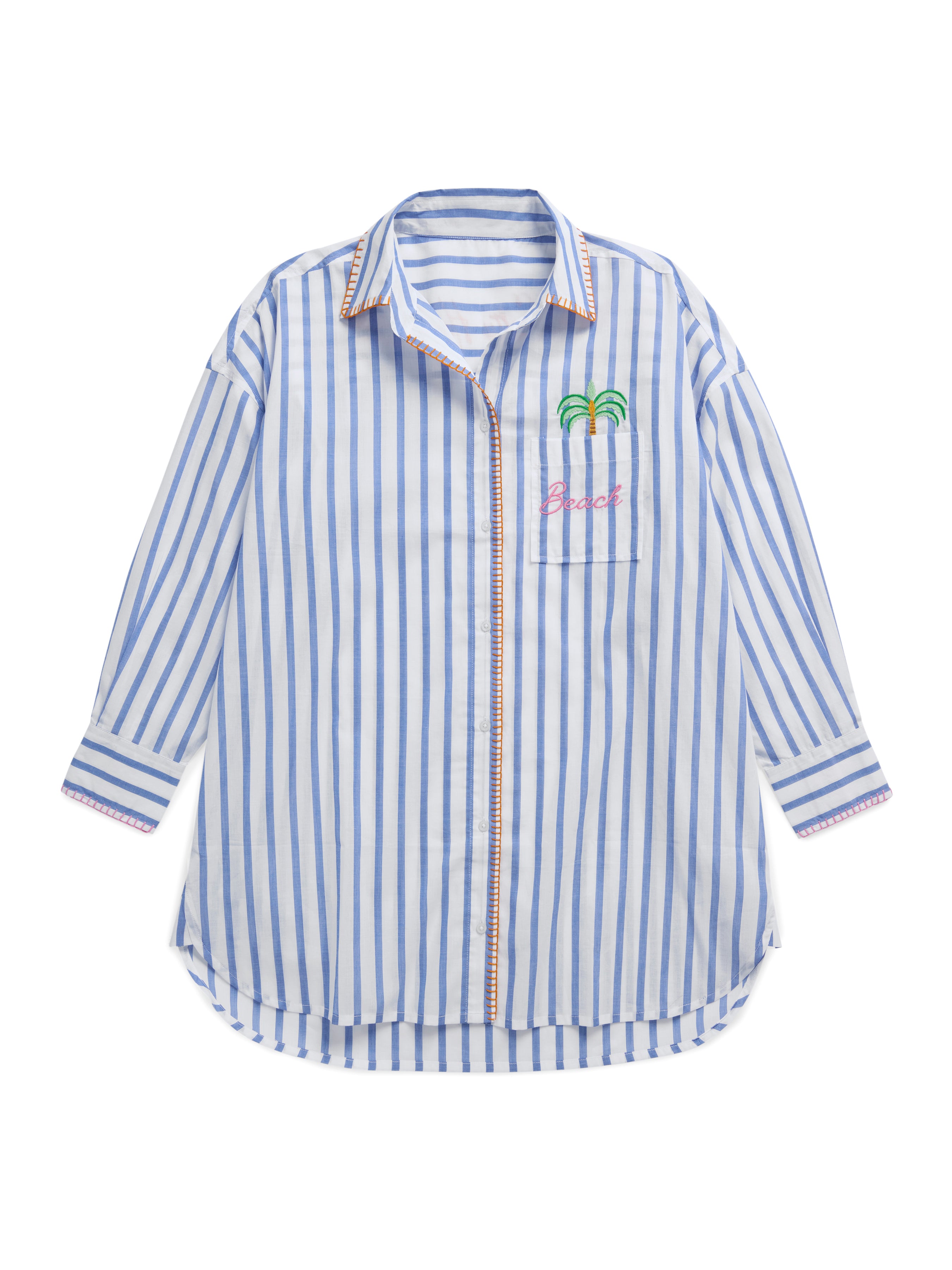 Shiraleah Assorted Set of 4 "Beach/Ocean Air, Salty Hair, Don't Care" Cover-Up Shirts, Blue set of 4