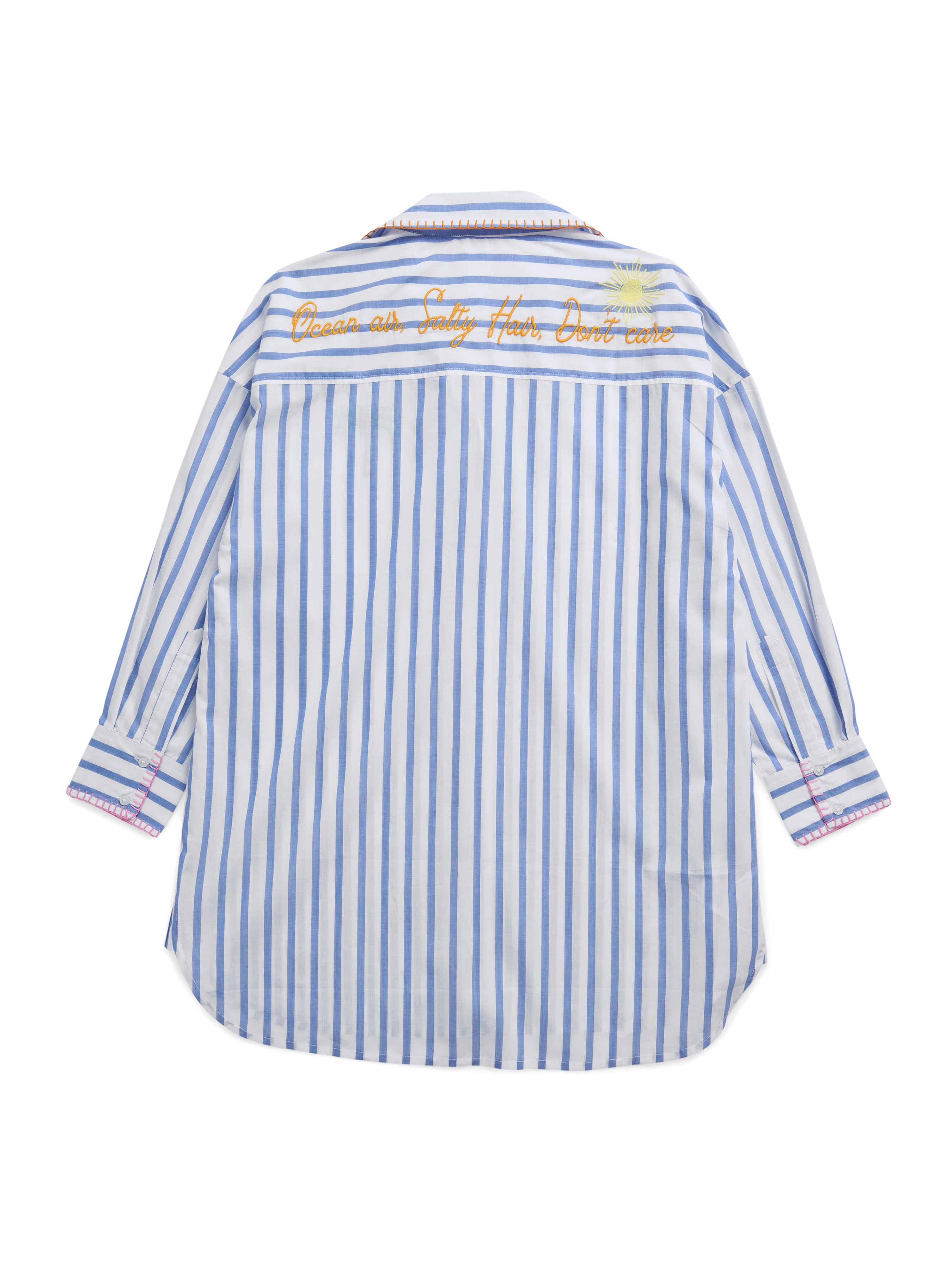 Shiraleah Assorted Set of 4 "Beach/Ocean Air, Salty Hair, Don't Care" Cover-Up Shirts, Blue set of 4