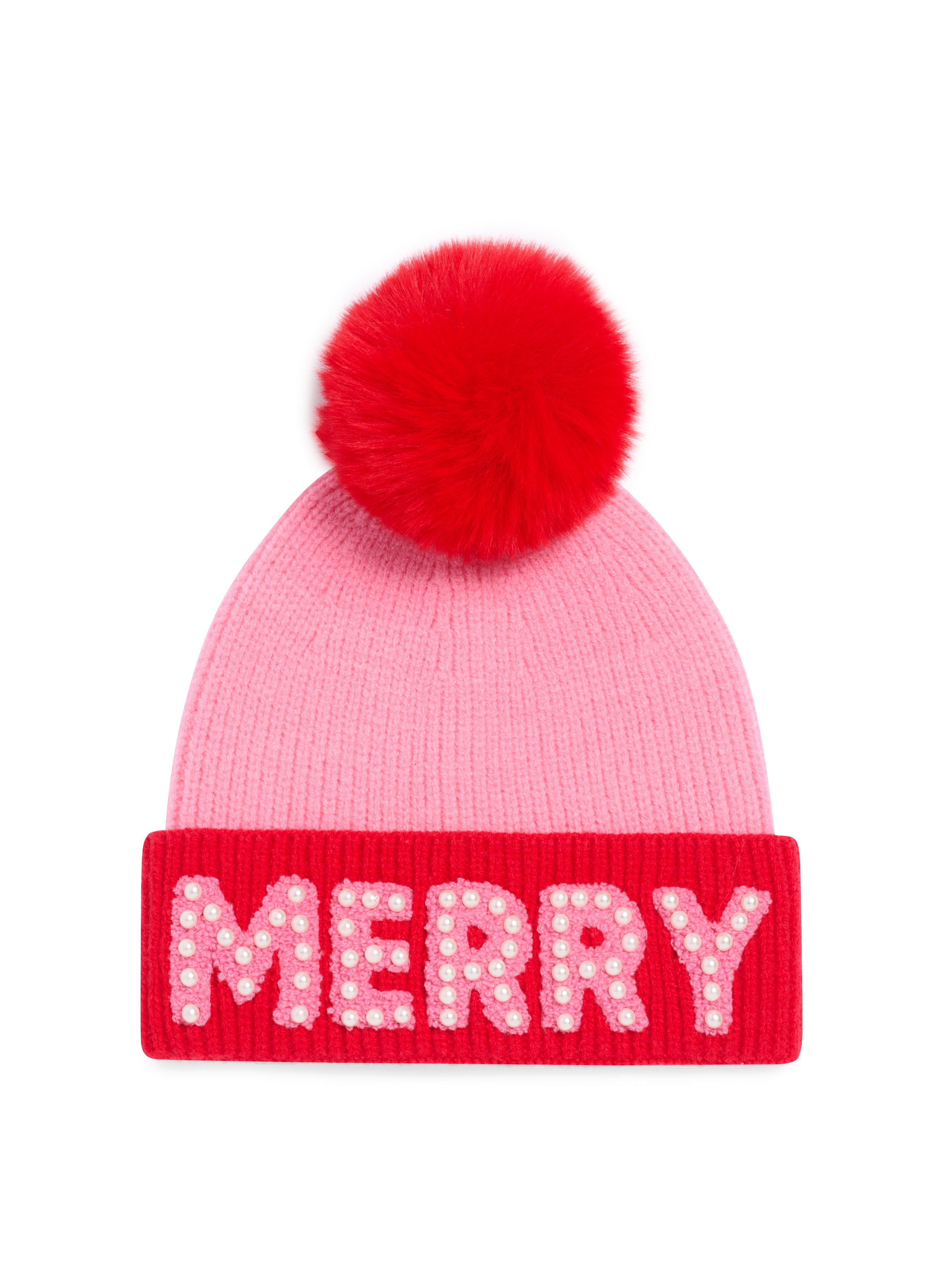 Shiraleah "Merry" Beanie With Pearls, Pink