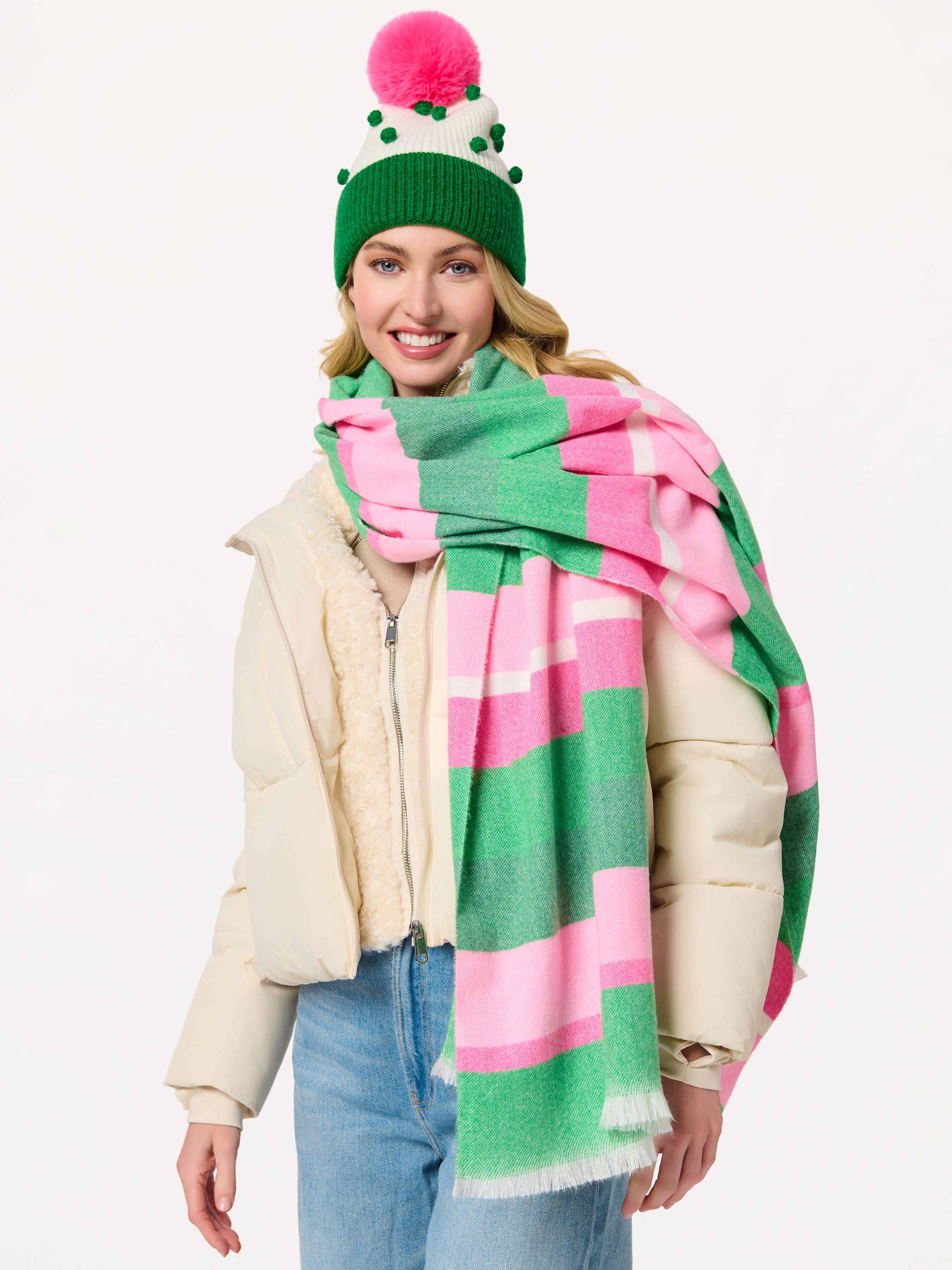 Shiraleah Jolly Pom Pom Beanie GREEN / OS