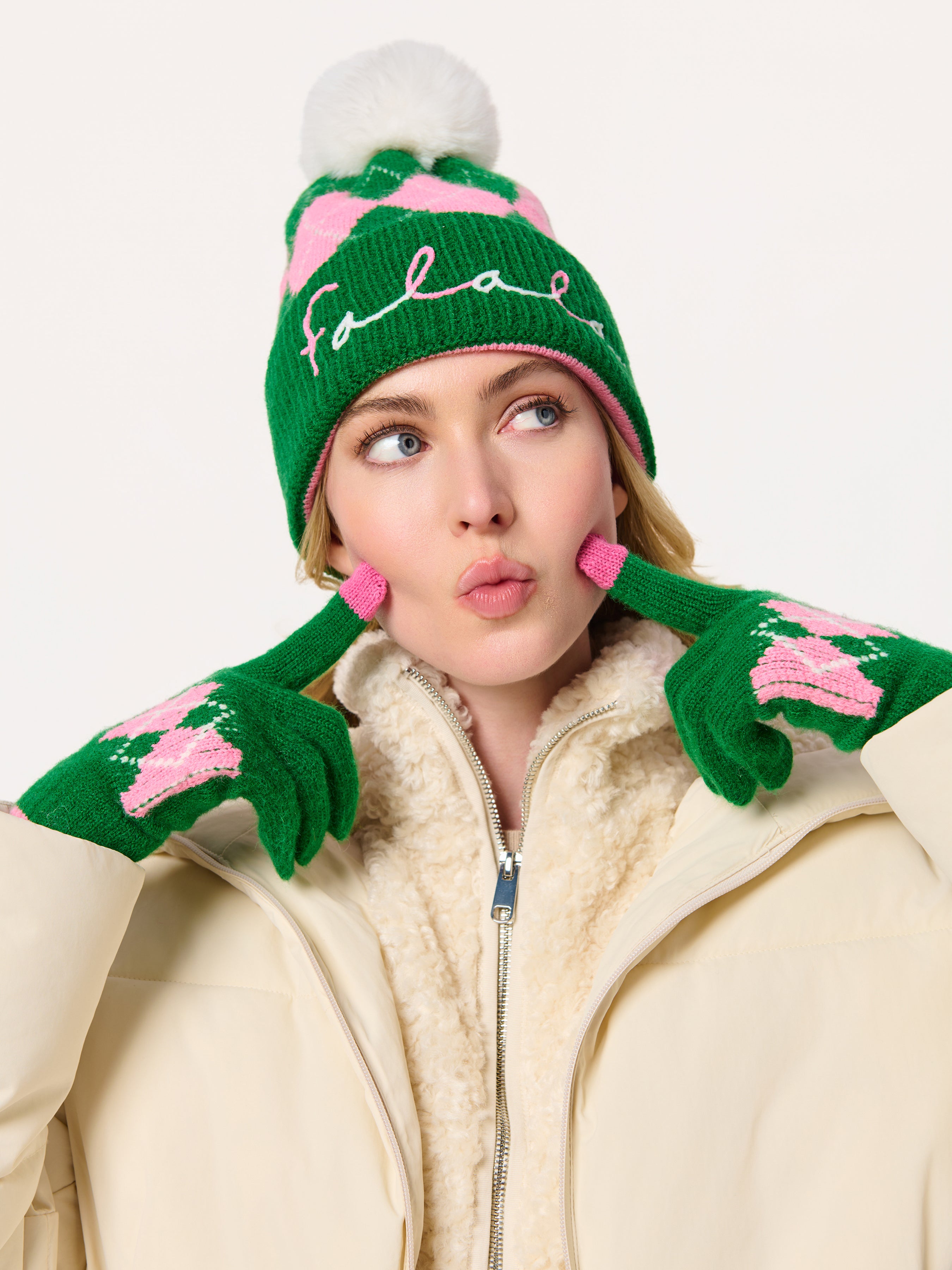 Shiraleah "Fa La La" Argyle Beanie, Green