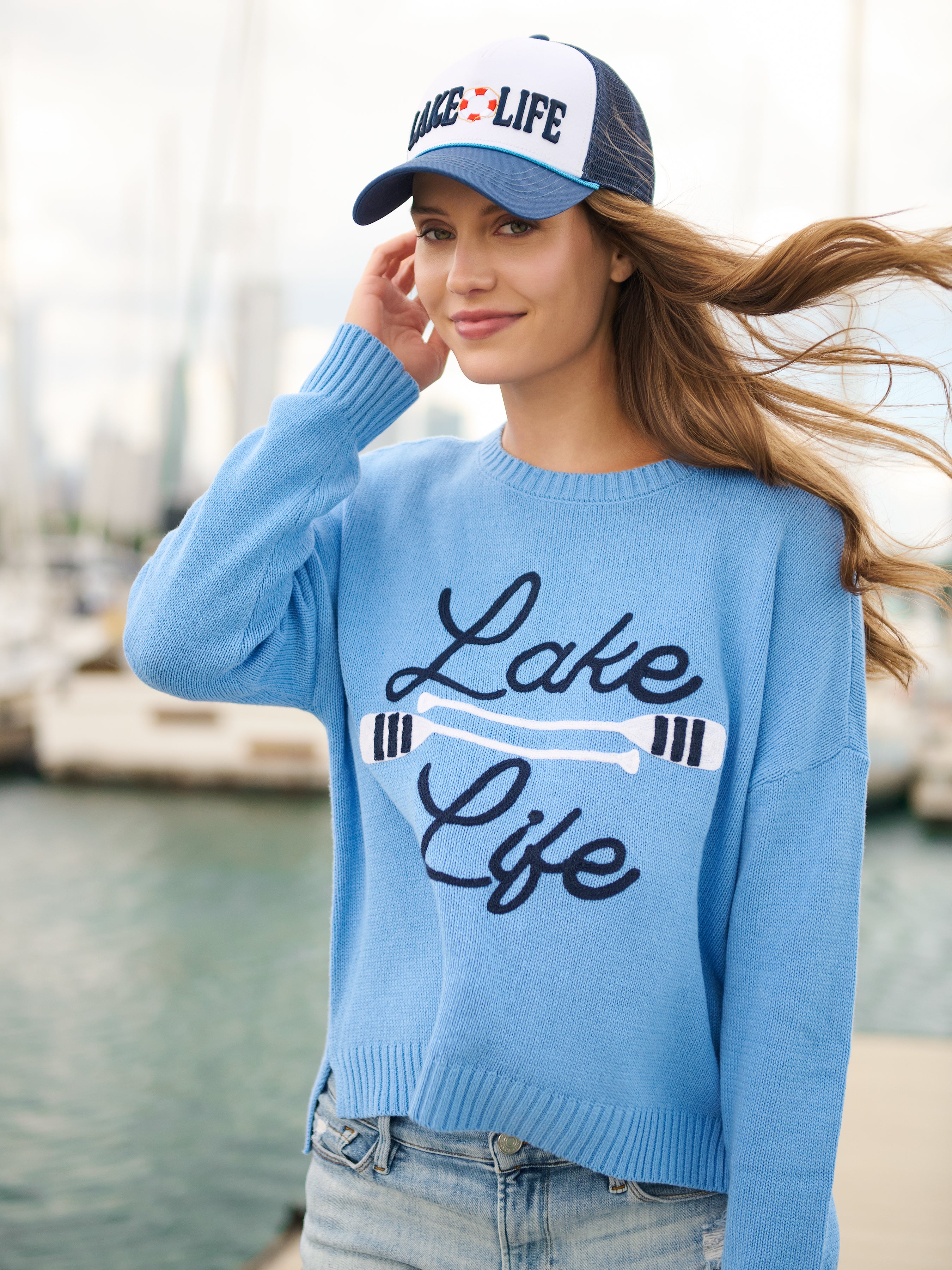 Shiraleah "Lake Life" Trucker Hat, Navy