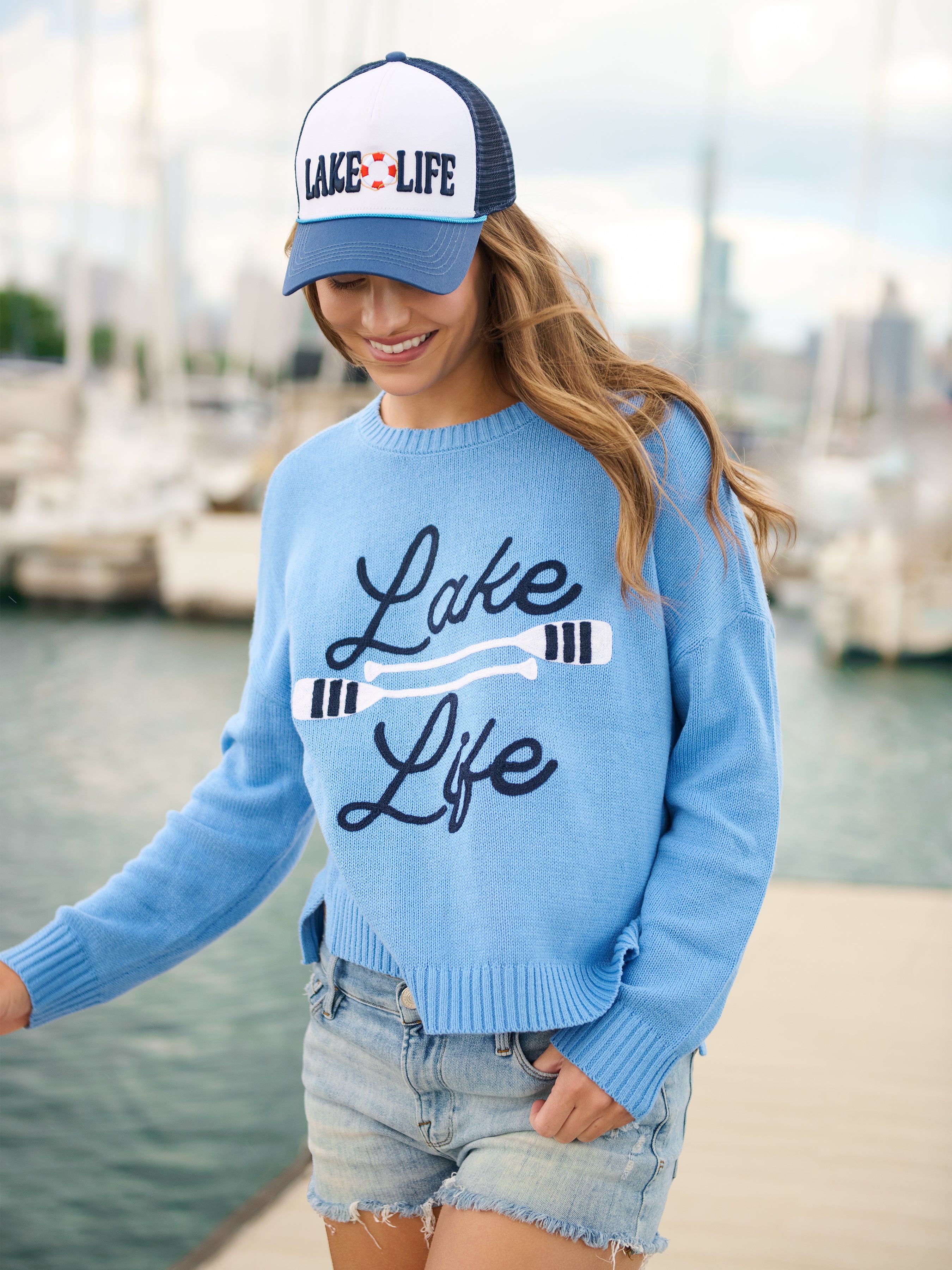 Shiraleah "Lake Life" Trucker Hat, Navy