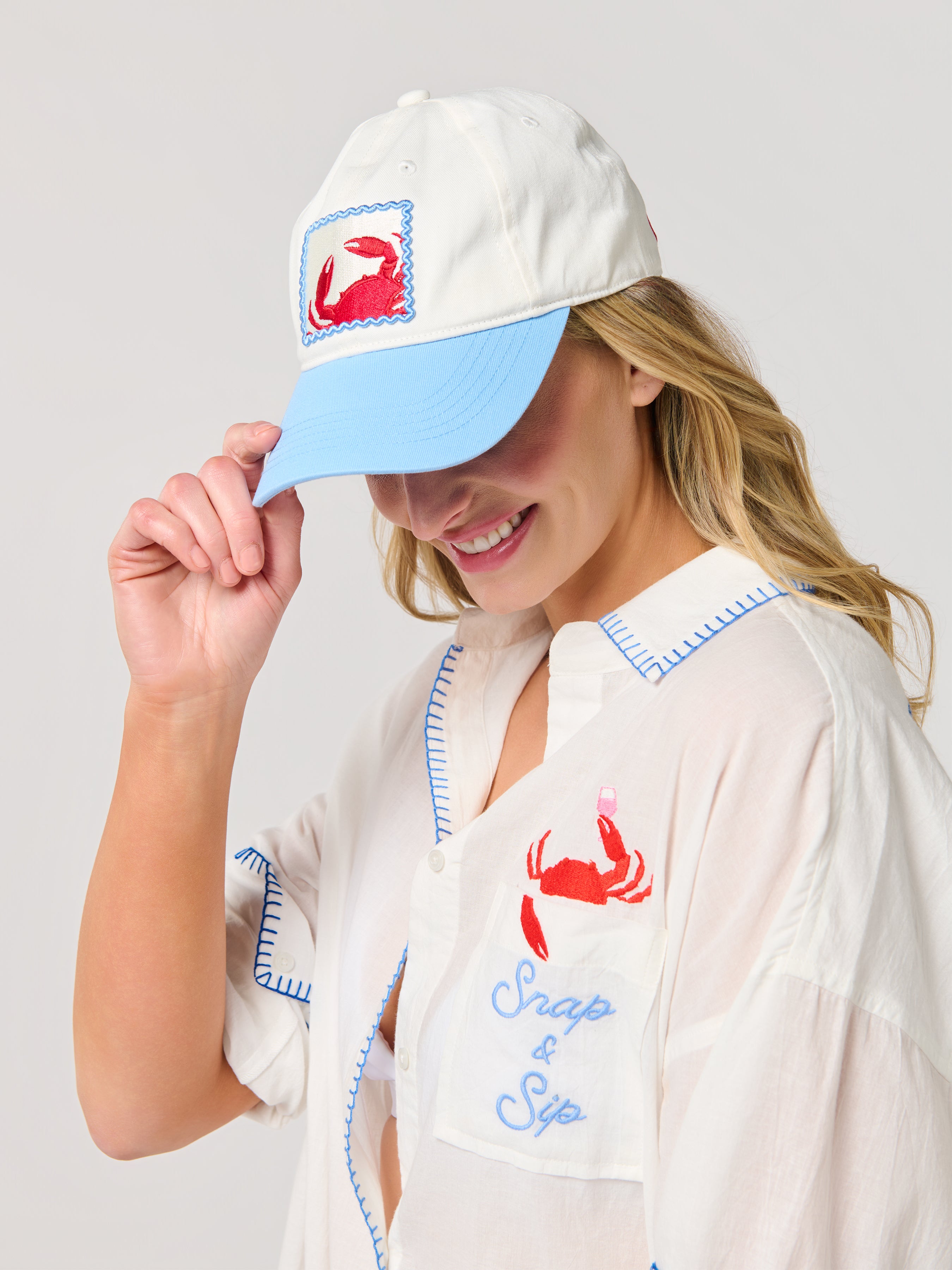 Shiraleah Crab Ball Cap, White