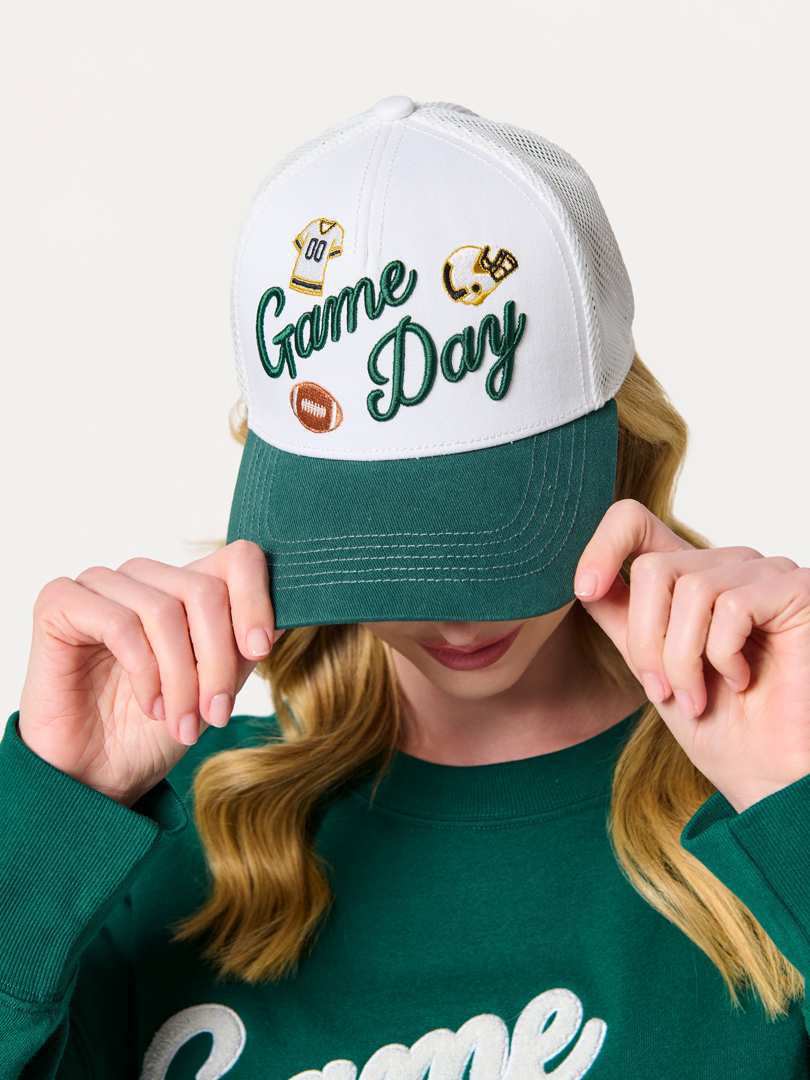 Shiraleah "Game Day" Trucker Hat GREEN / OS