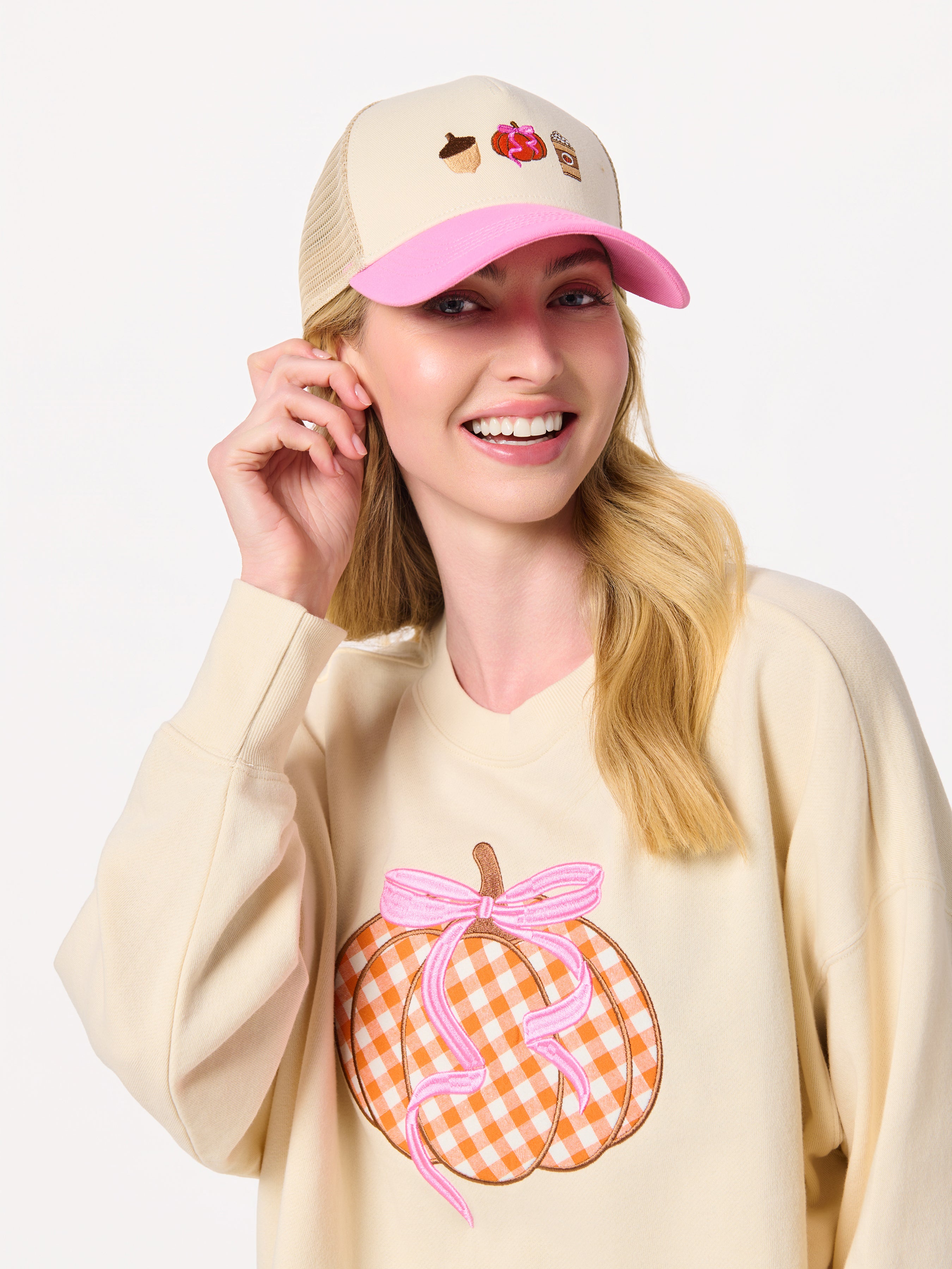 Shiraleah Fall Icons Trucker Hat, Ivory