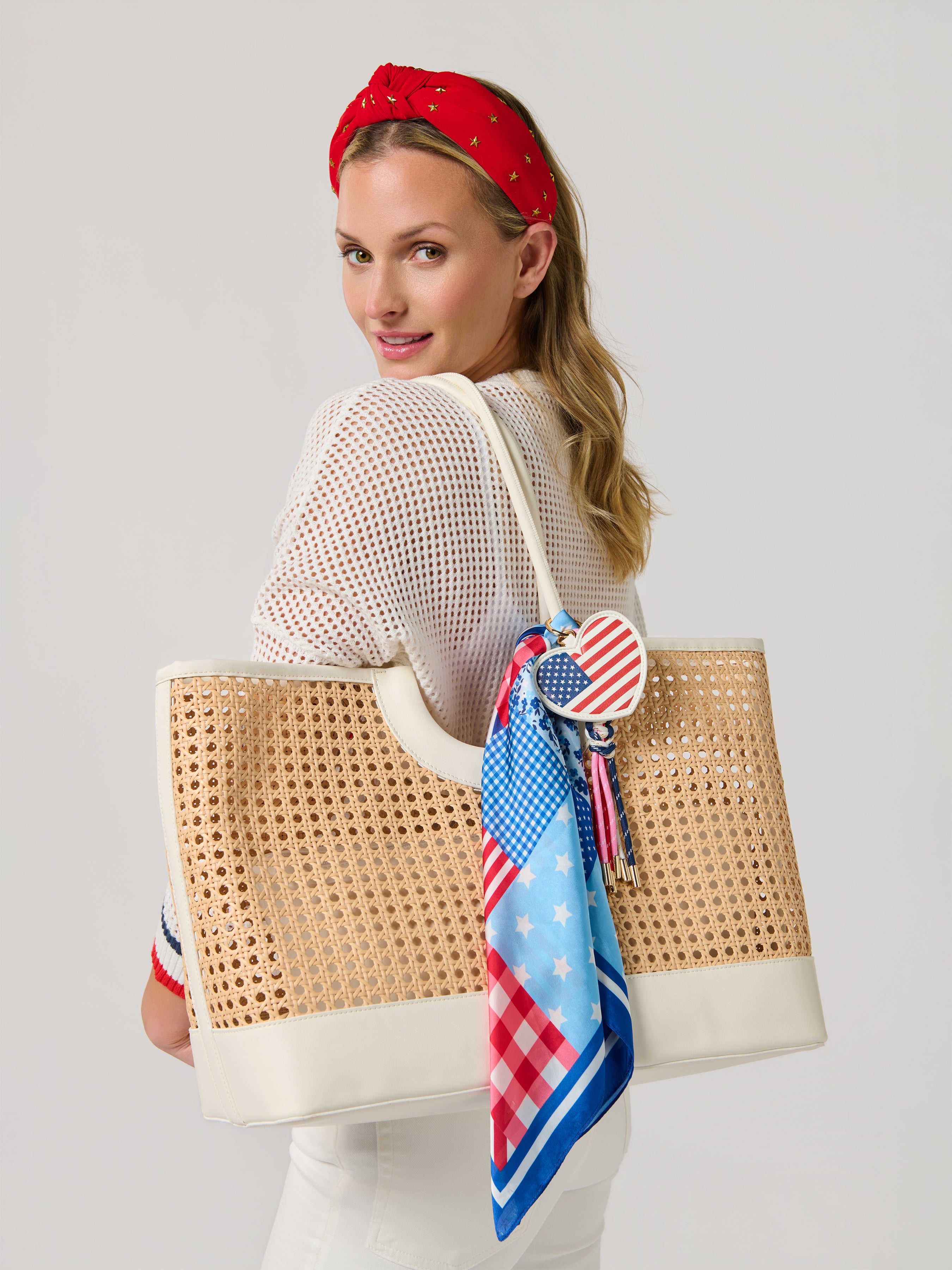 Shiraleah Flag Patchwork Scarf, Blue