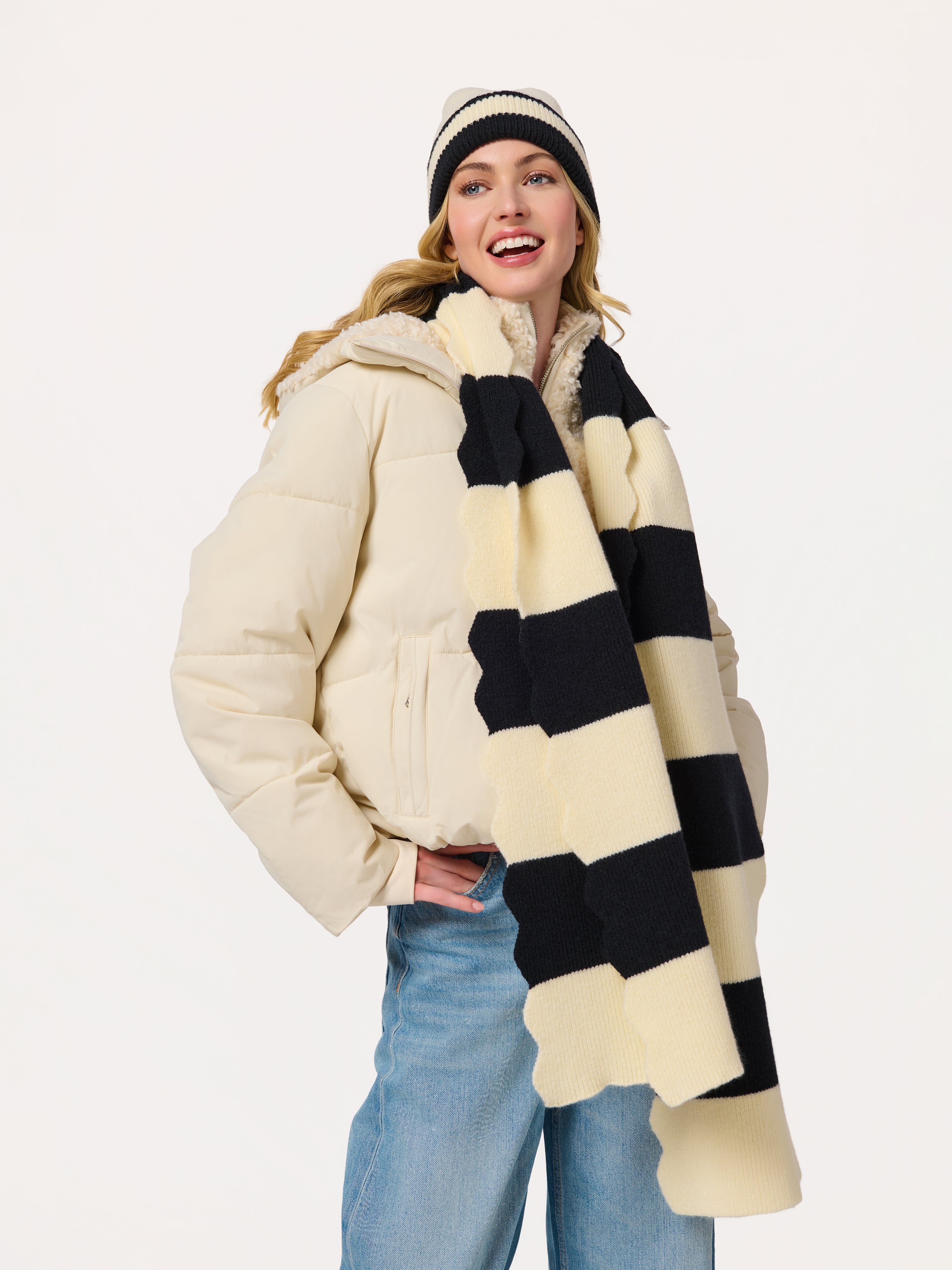 Shiraleah Scala Striped Scarf BLACK / OS