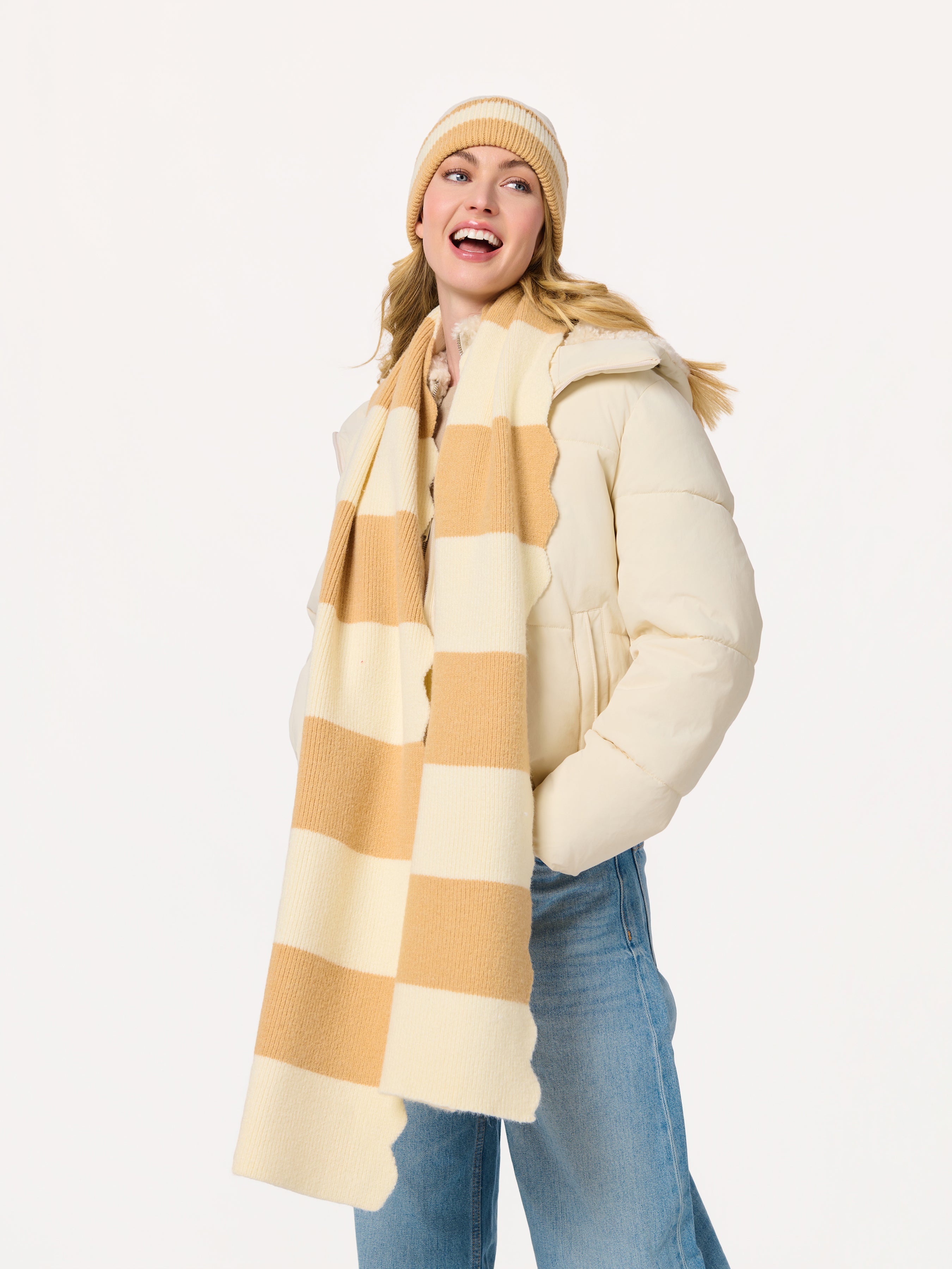 Shiraleah Scala Striped Scarf TAN / OS