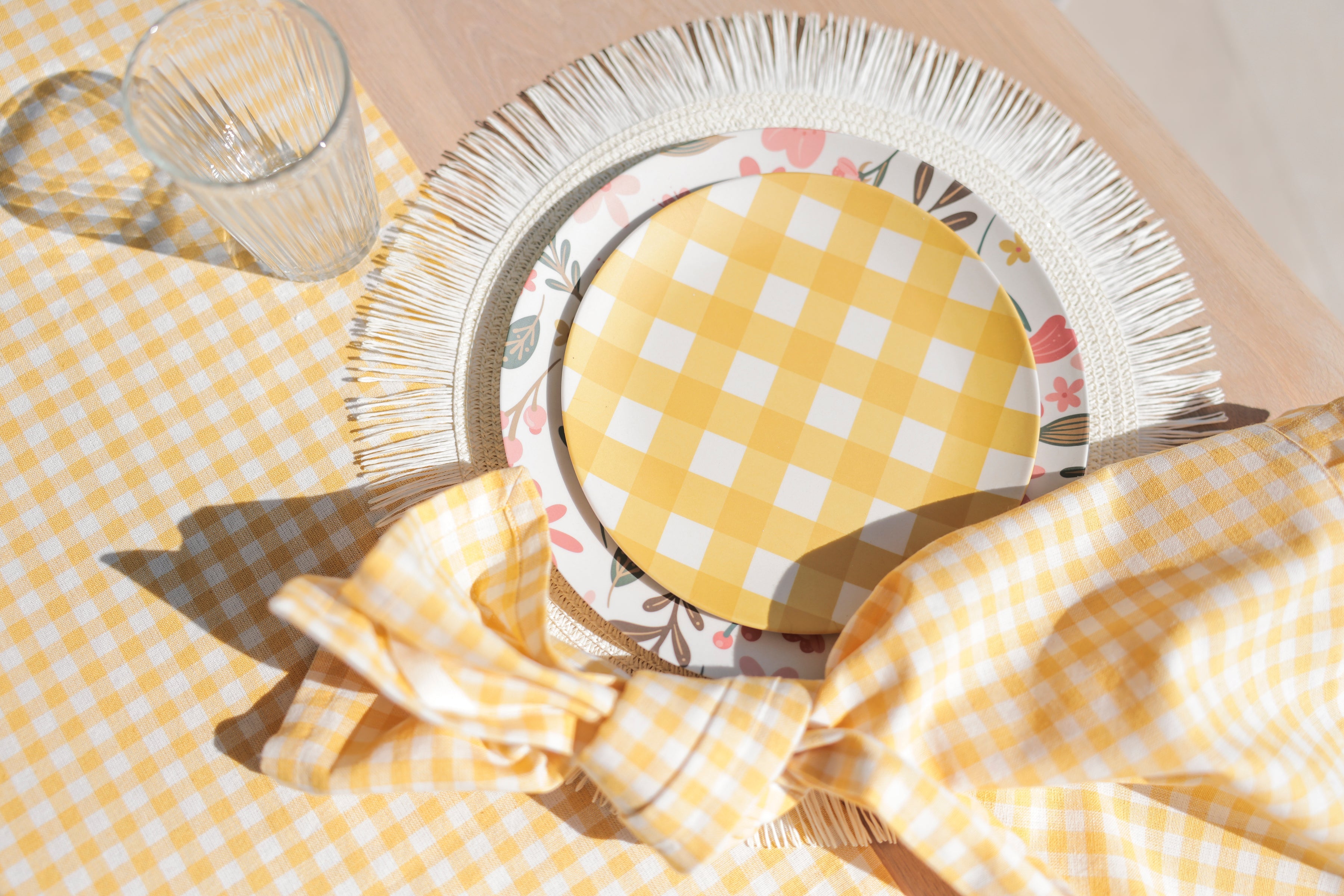Shiraleah Gina Check Table Runner, Yellow