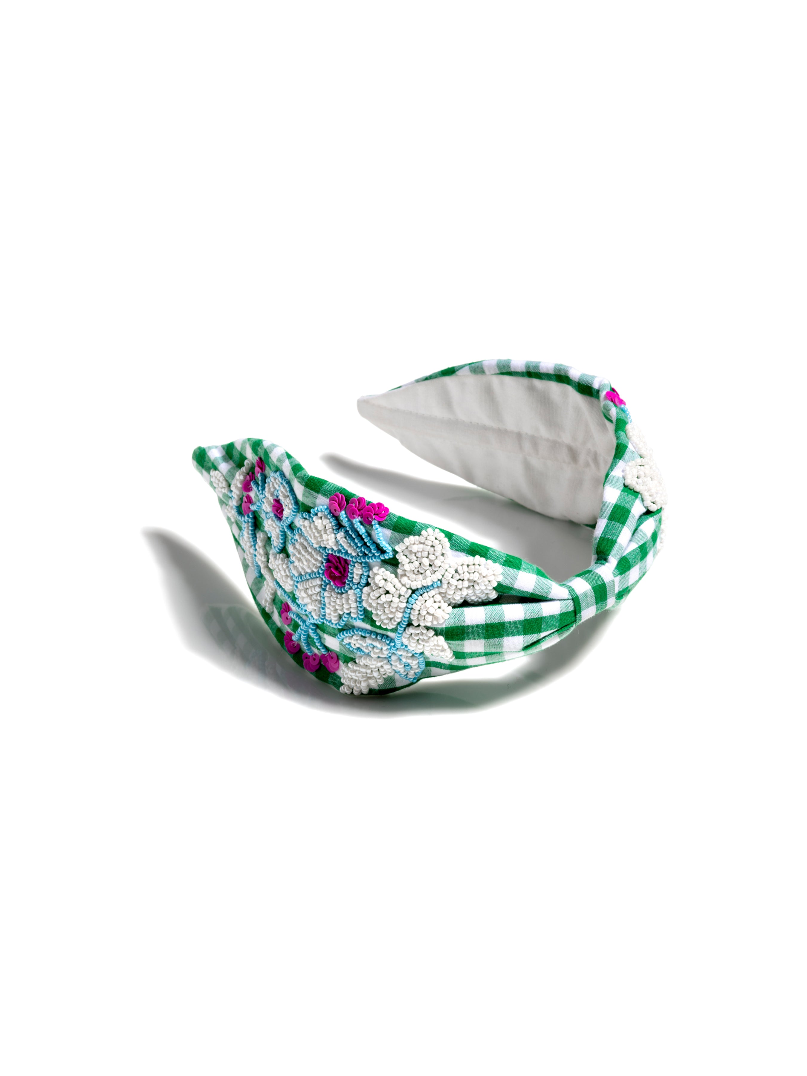Shiraleah Embellished Wide Check Headband, Green