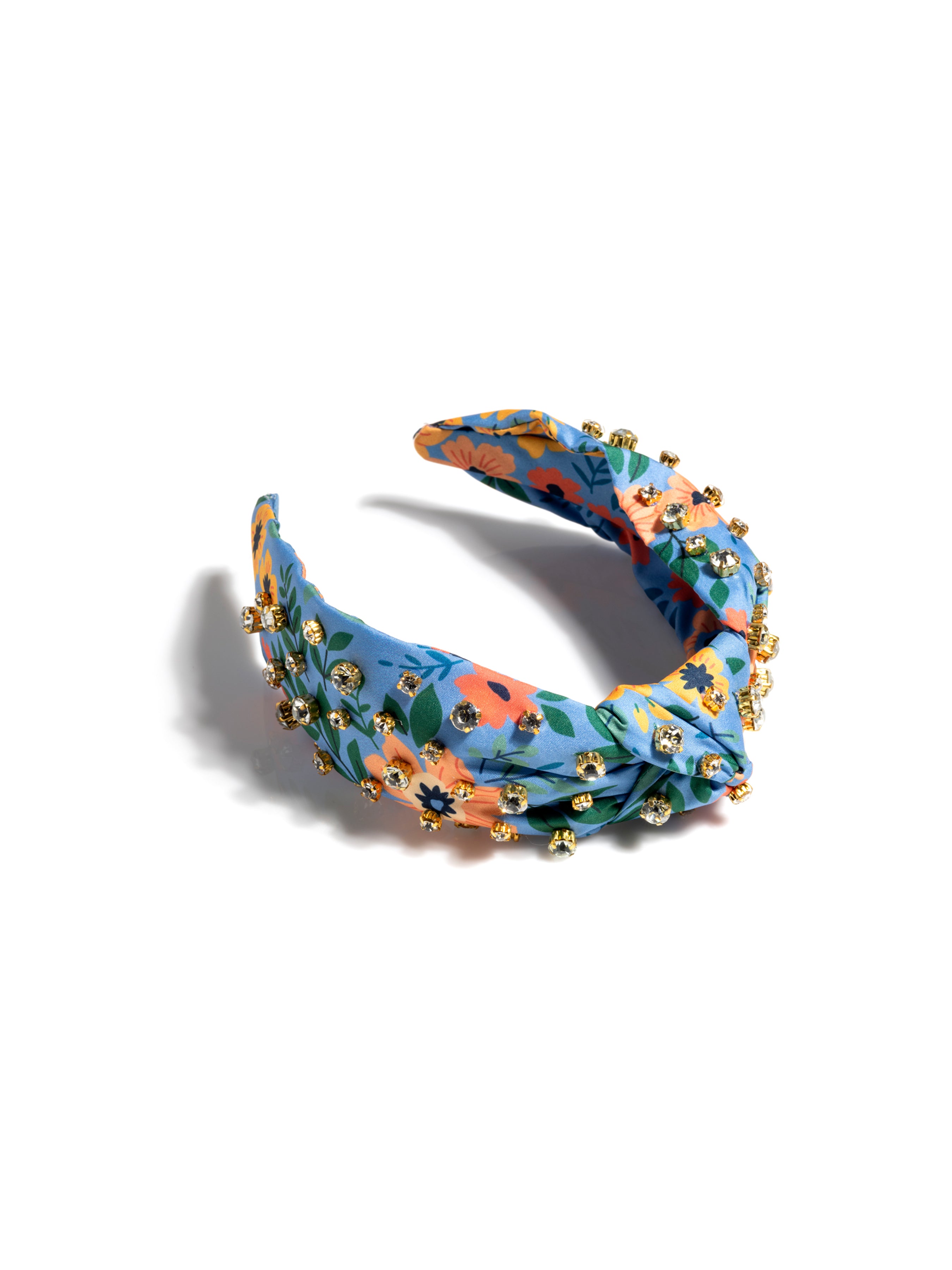 Shiraleah Floral Embellished Knotted Headband, Navy