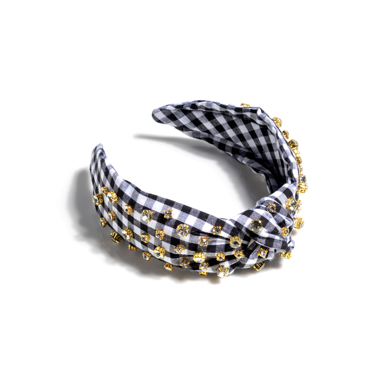 NWT Shiraleah Embellished Wide Check Headband Shiraleah Embellished Gingham Knotted Headband, Black main image 4