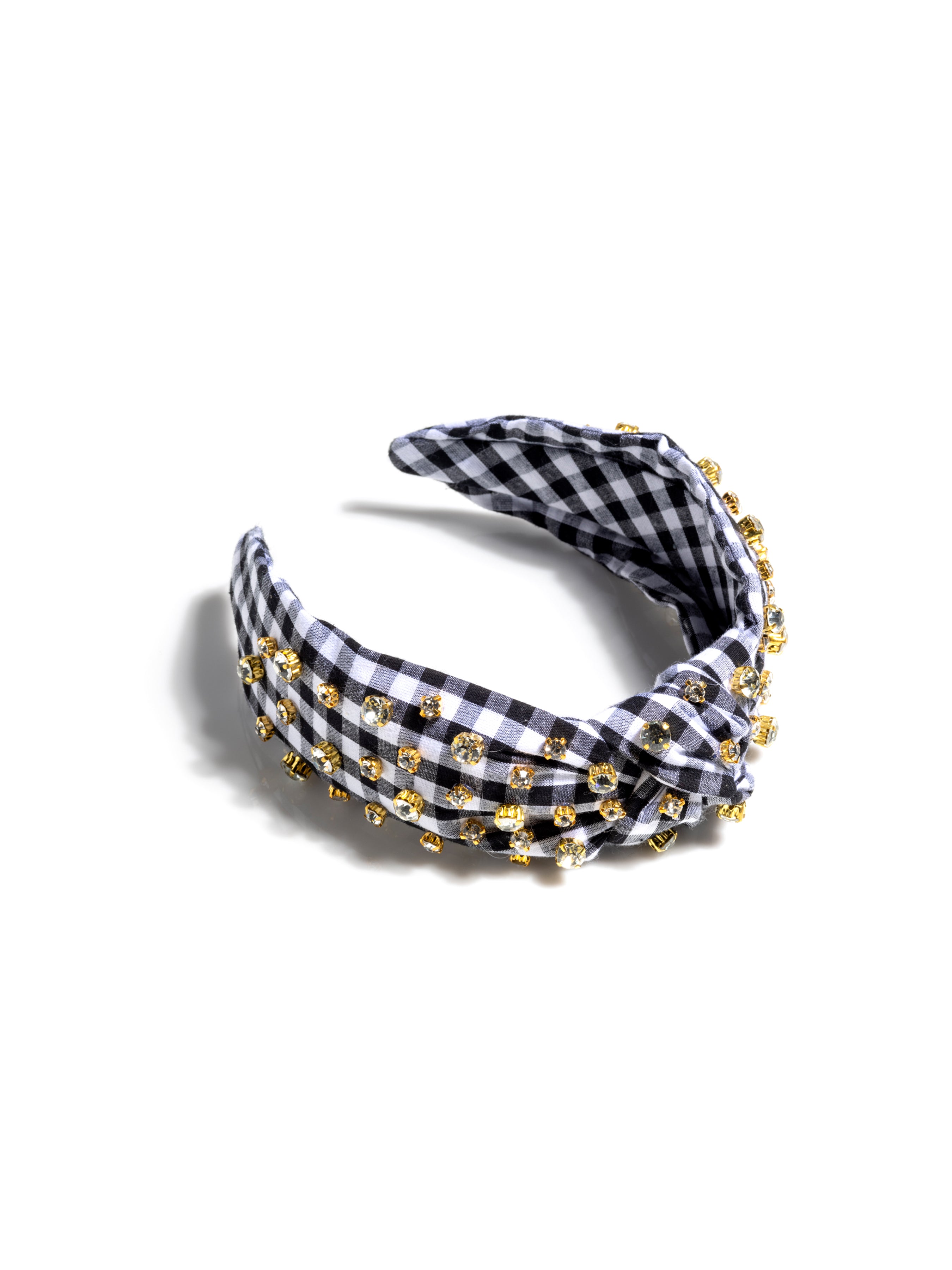 Shiraleah Embellished Gingham Knotted Headband, Black